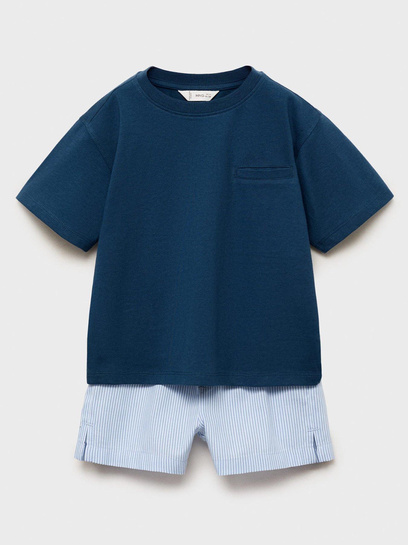 undefined Younger Boys T-Shirt  &  Short Pyjamas - Dark Blue
