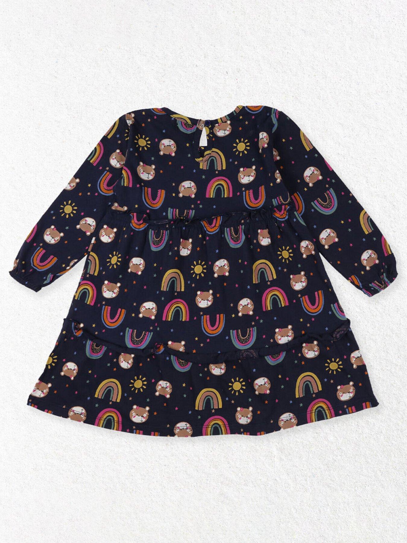 lilly-sid-girls-rainbow-print-tiered-dress-black