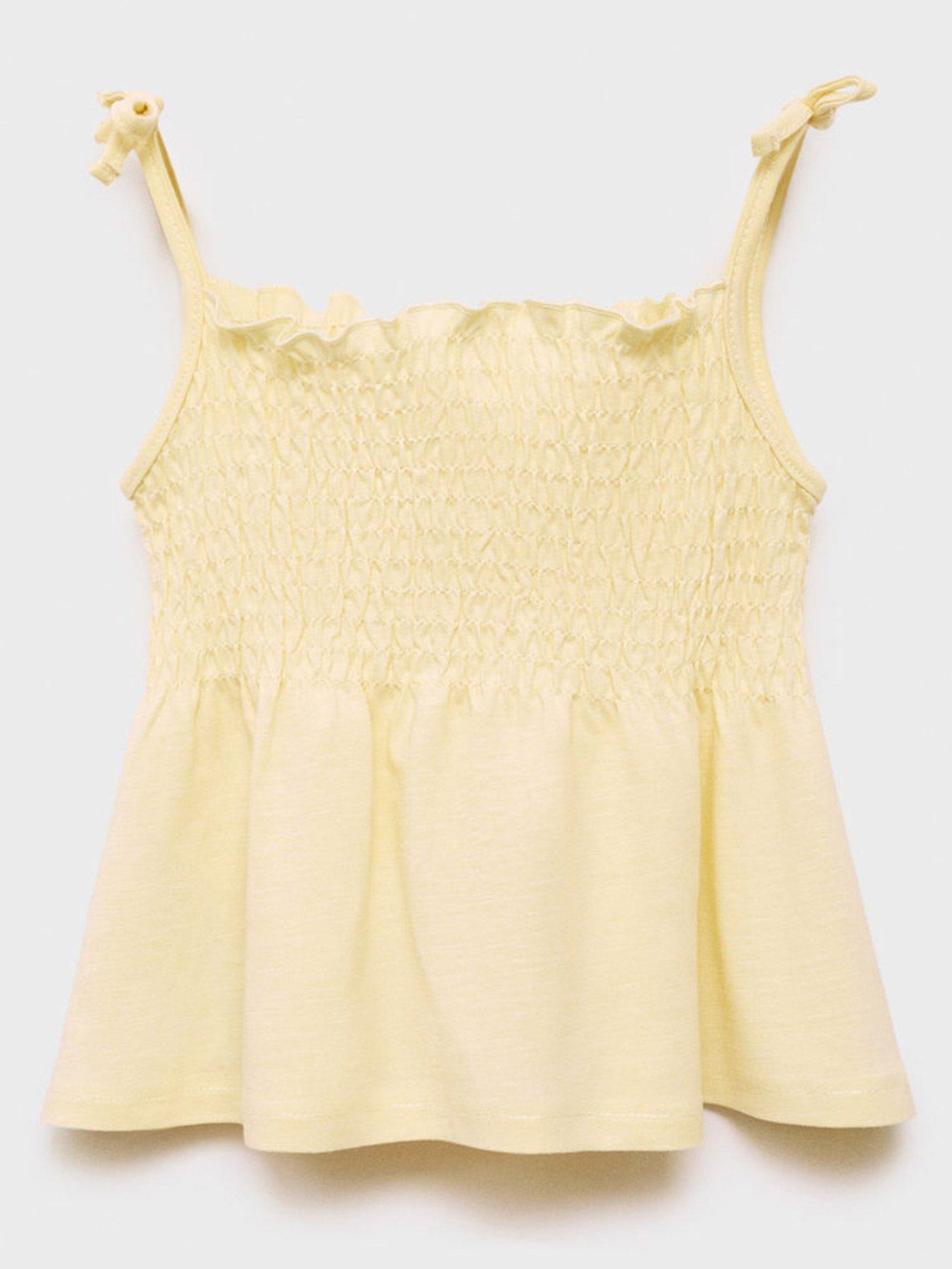 mango-younger-girls-shirred-strappy-co-ord-top-light-yellow