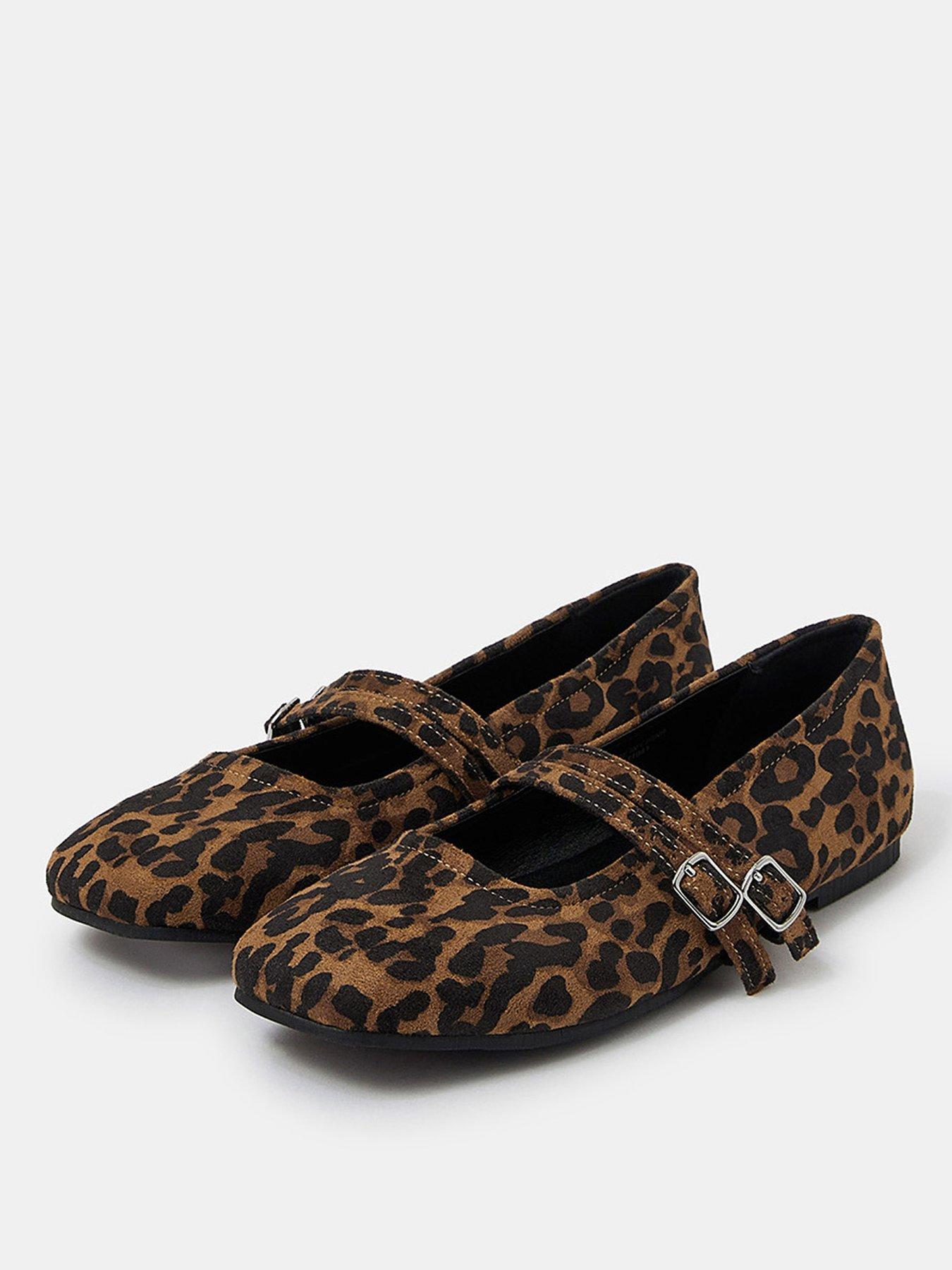 stillFront image of accessorize-leopard-print-buckle-ballet-flats-brownblack