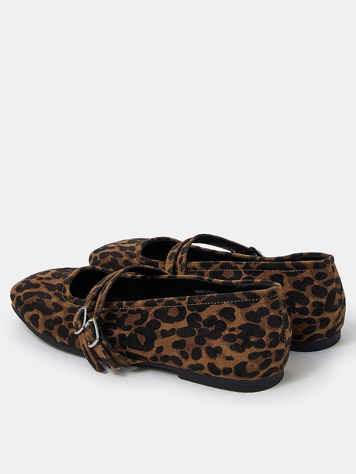  image of accessorize-leopard-print-buckle-ballet-flats-brownblack