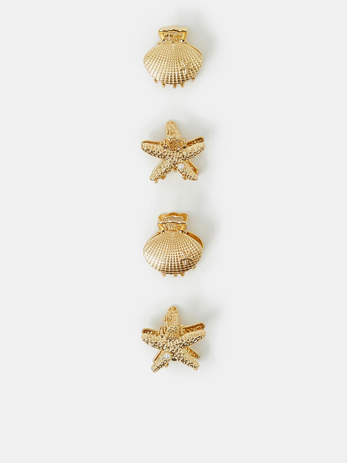 Accessorize 4-Pack Mini Shell Claw Clips - Gold