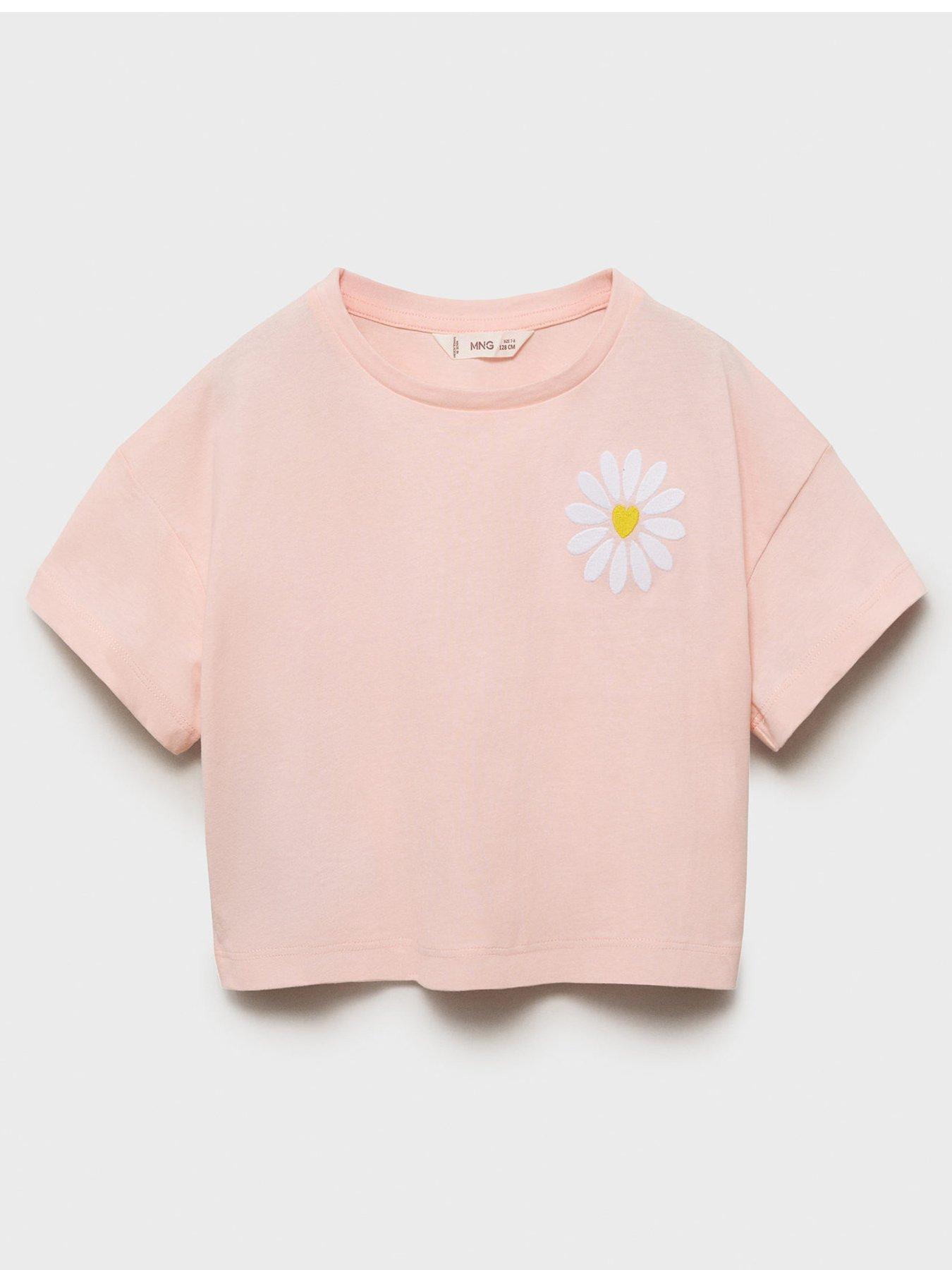  image of mango-girls-back-print-cropped-short-sleeve-tshirt-light-pink