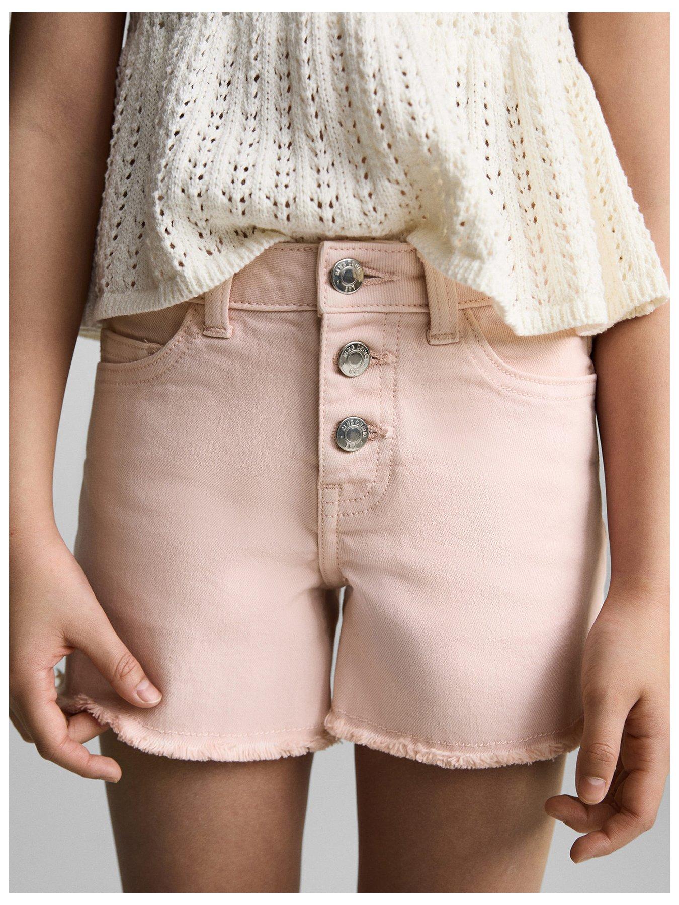 mango-girls-button-up-denim-shorts-pink