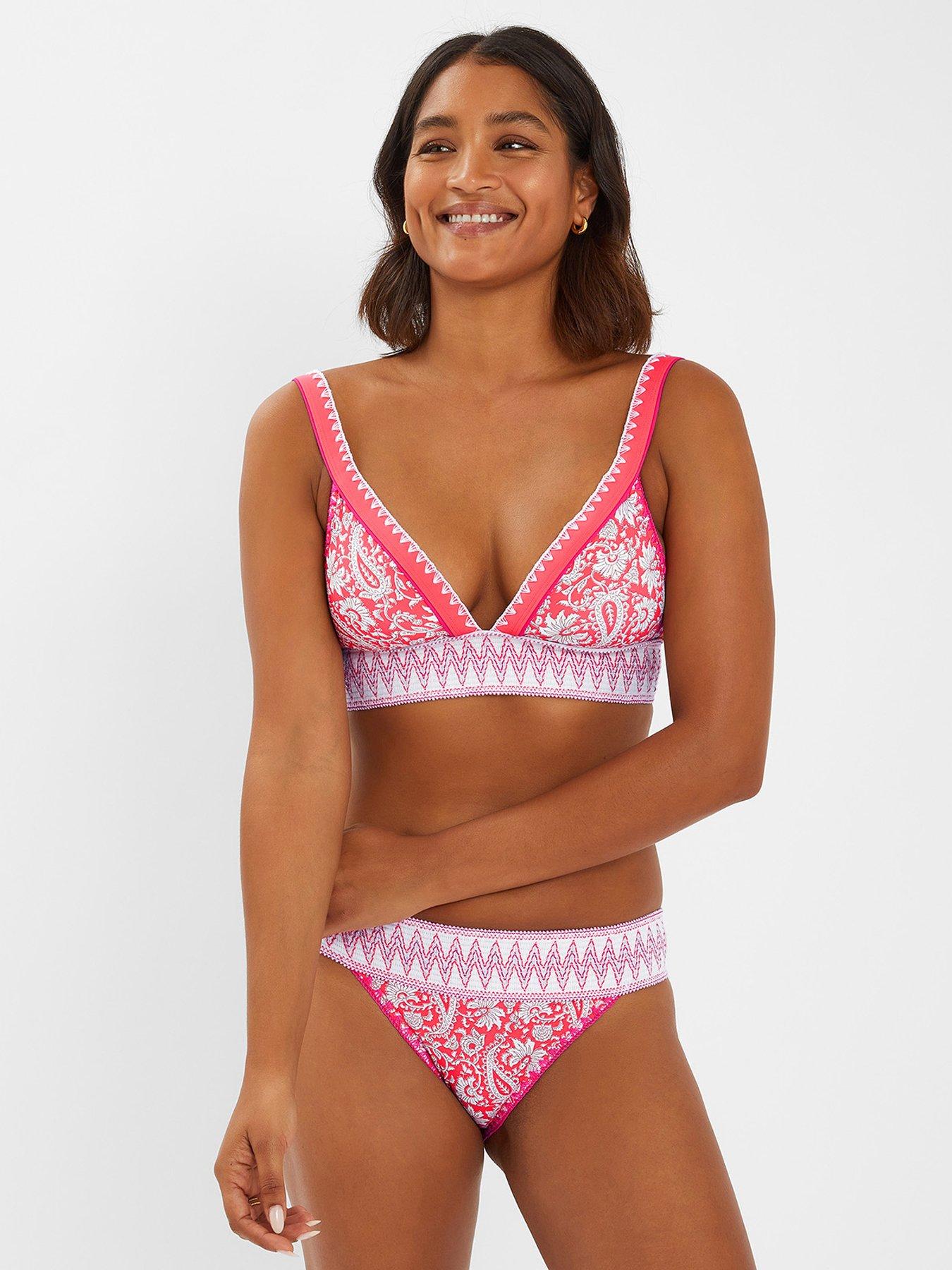 undefined Paisley Shirred Band Bikini Top - Orange