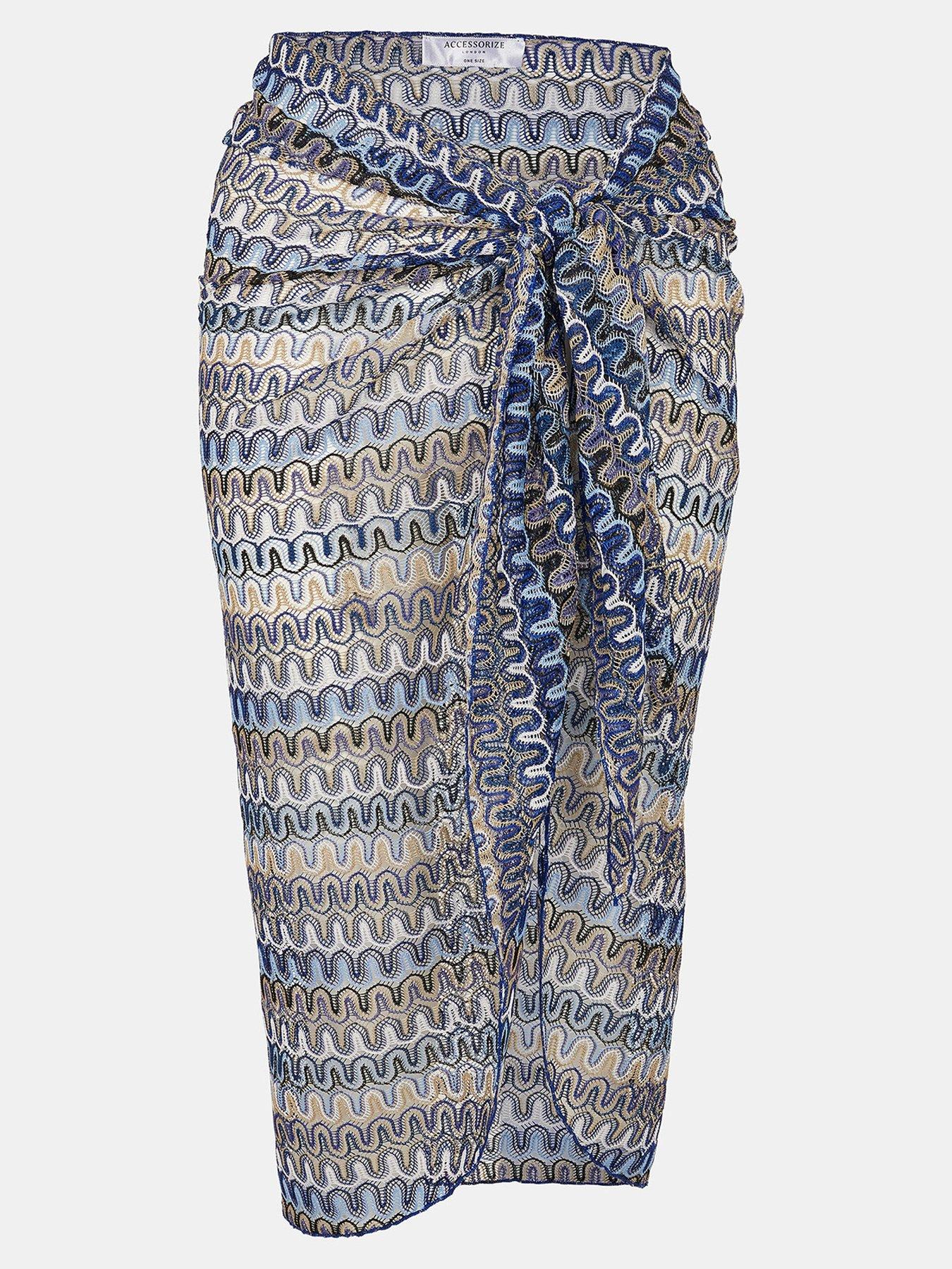  image of accessorize-crochet-sarong-blue