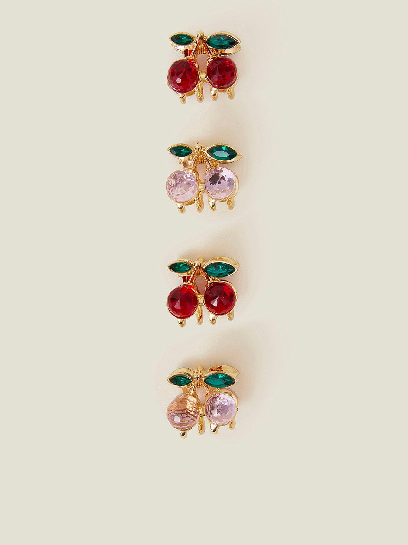 undefined 4-Pack Gem Cherry Claw Clip - Gold