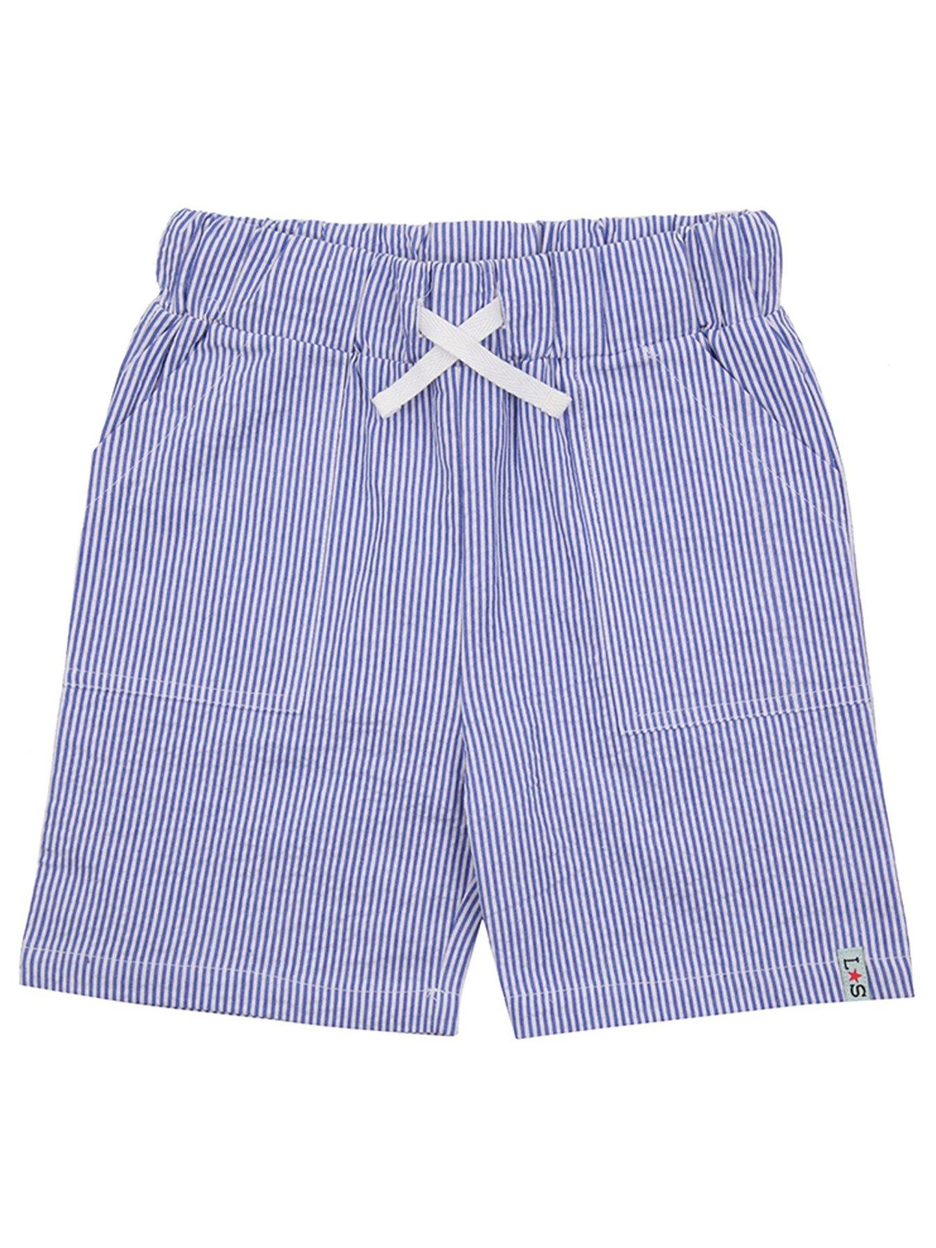 Image 1 of 4 of Lilly + Sid Boys Stripe Woven Shorts - Blue