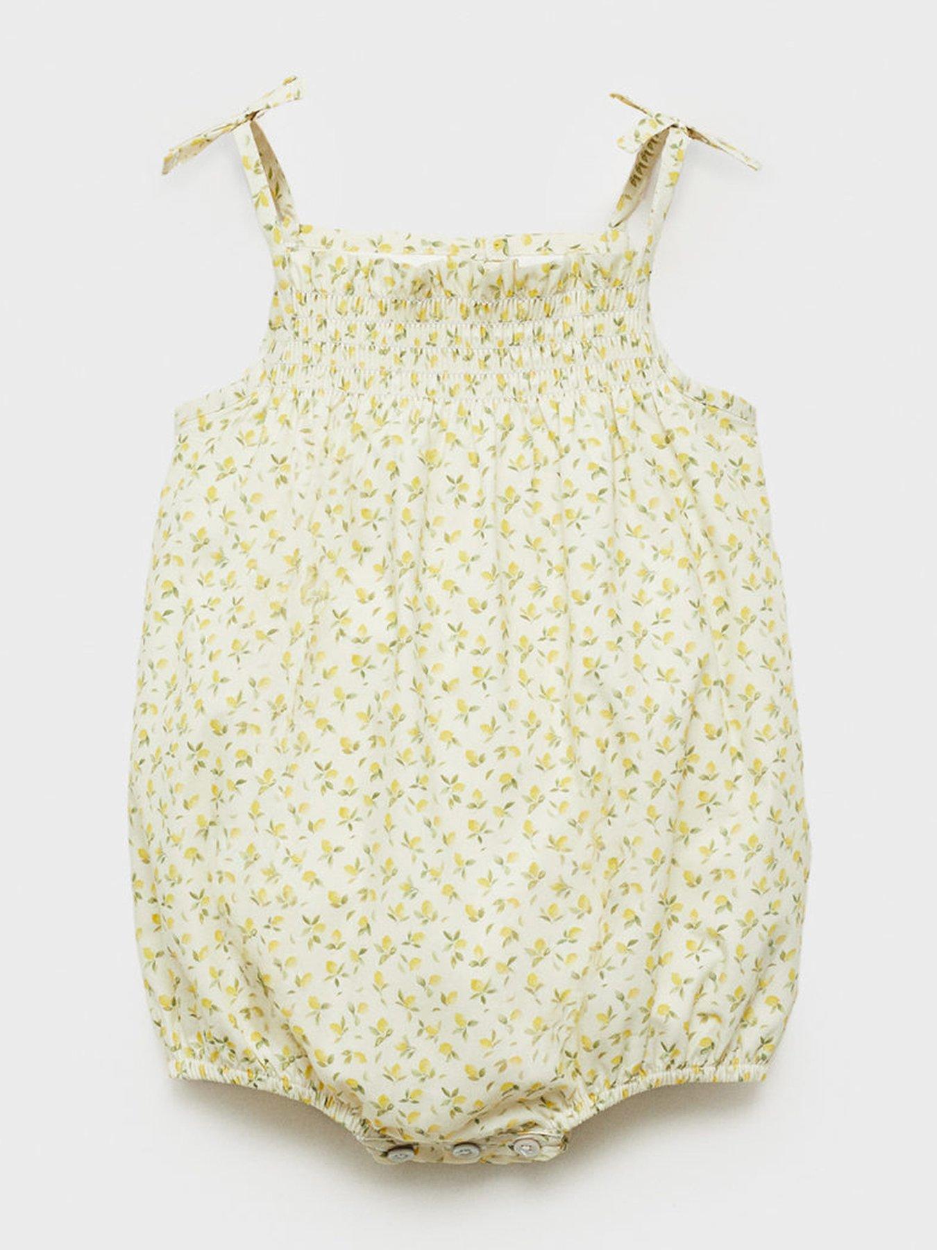  image of mango-baby-girls-lemon-print-romper-light-green