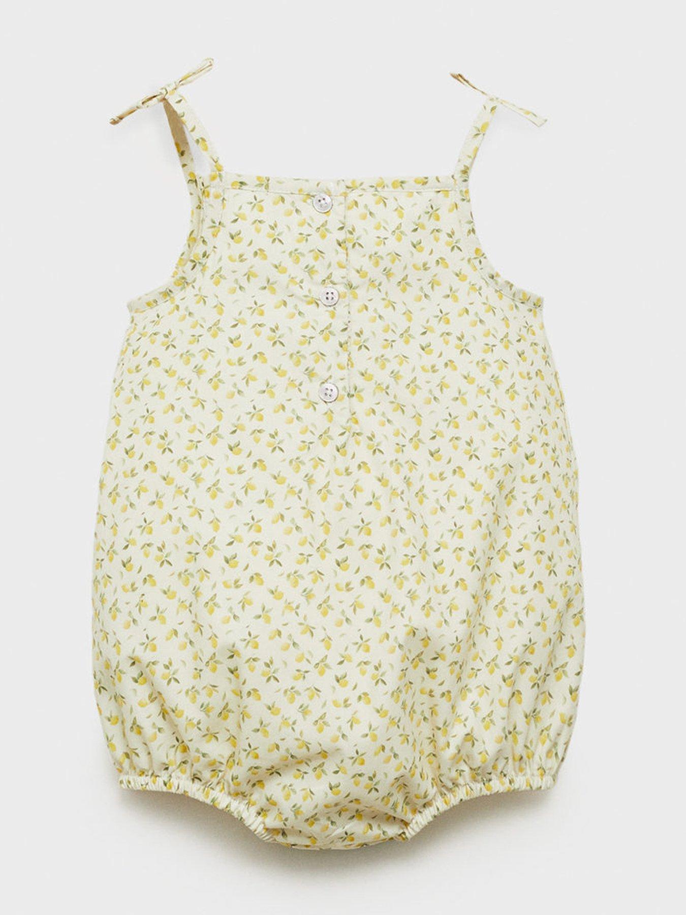 image of mango-baby-girls-lemon-print-romper-light-green
