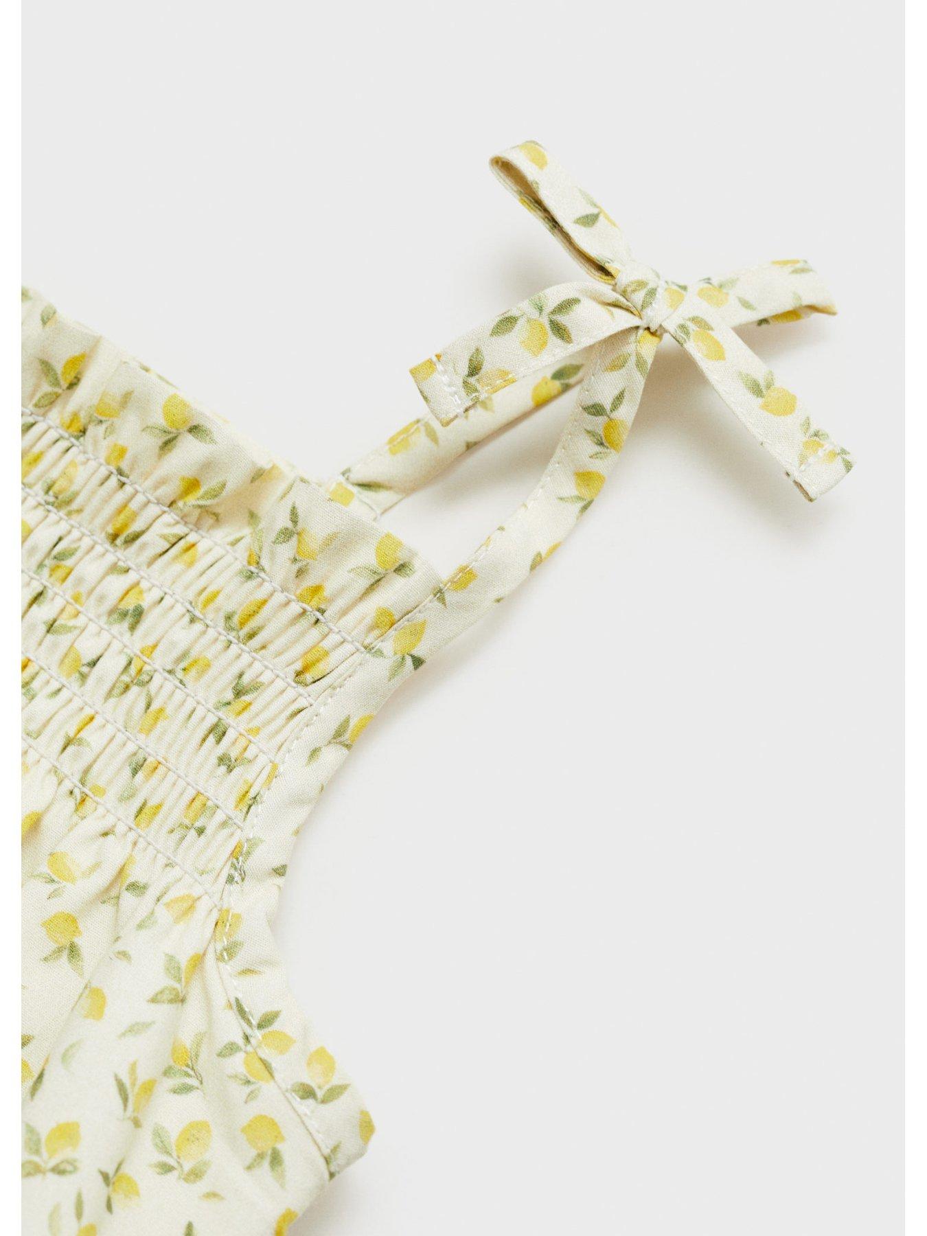  image of mango-baby-girls-lemon-print-romper-light-green