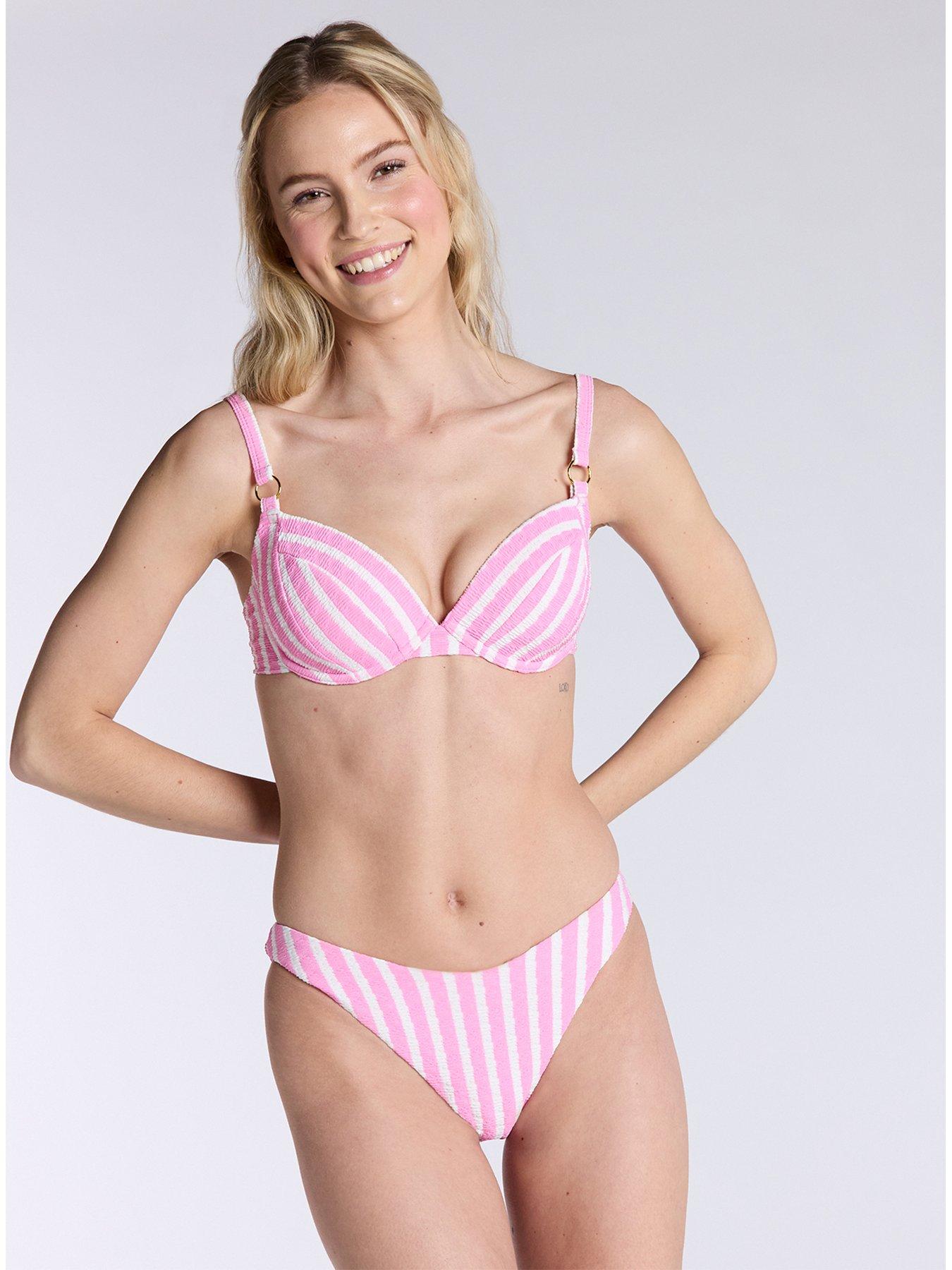  image of boux-avenue-jamaica-stripe-bikini-top-pink-mix