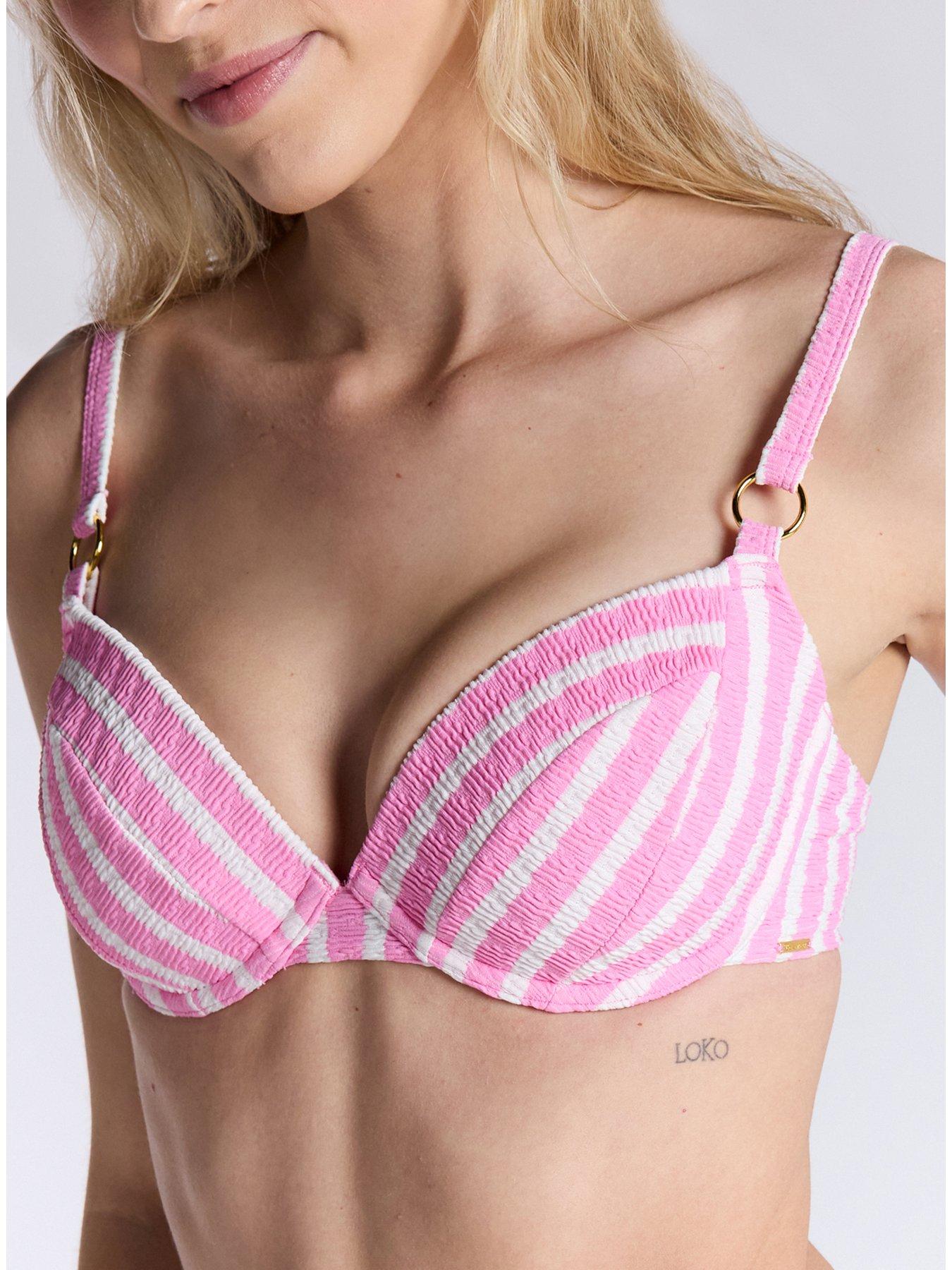  image of boux-avenue-jamaica-stripe-bikini-top-pink-mix