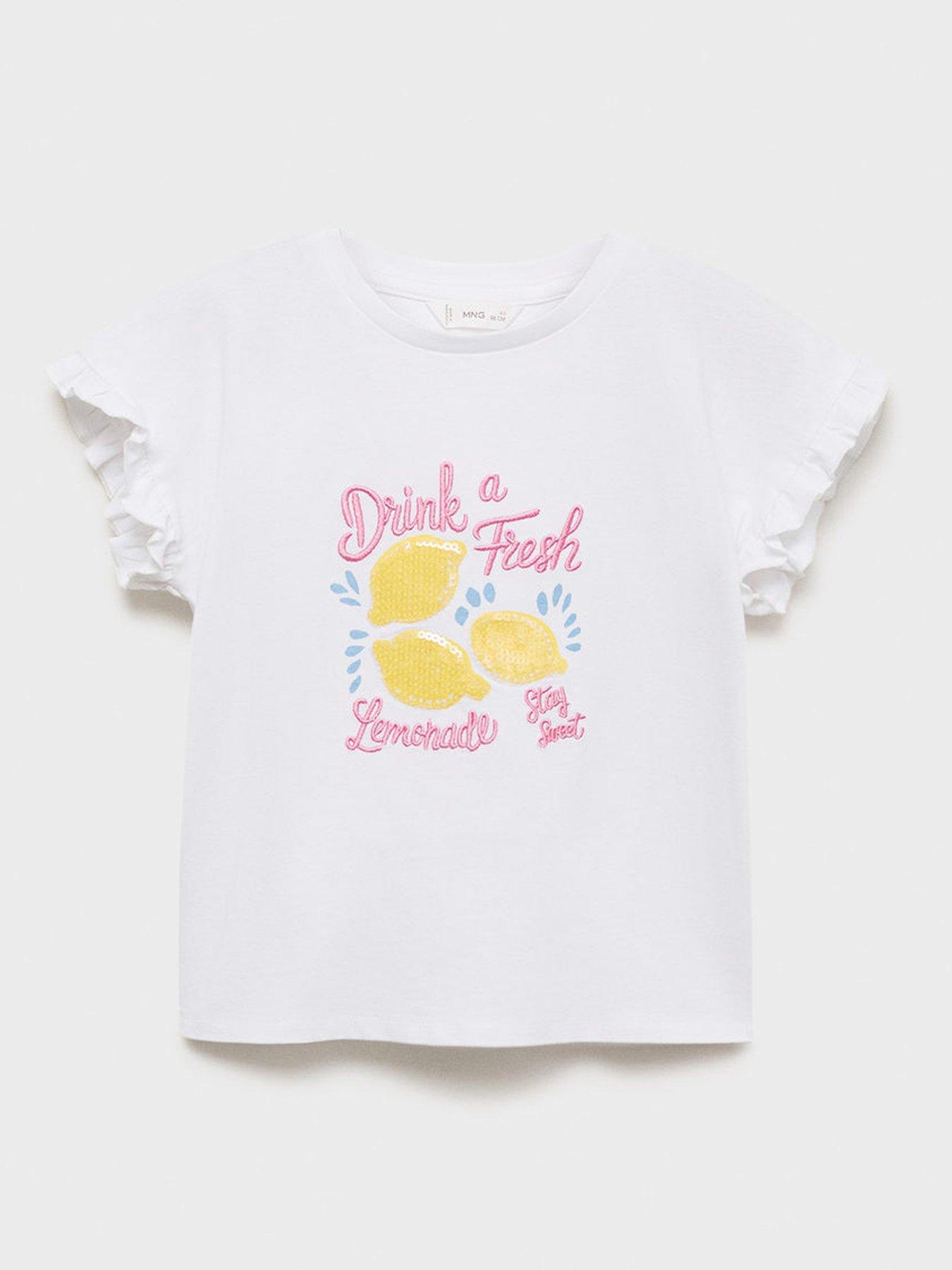  image of mango-younger-girls-lemonade-short-sleeve-t-shirt-light-cream-light-cream