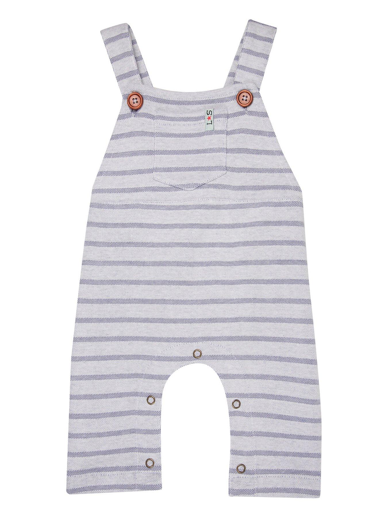 undefined Baby Boys Textured Stripe Dungarees - Blue