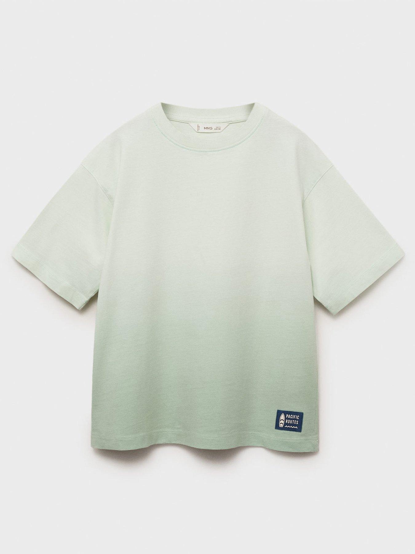  image of mango-boys-dip-dye-short-sleeve-tshirt-light-green