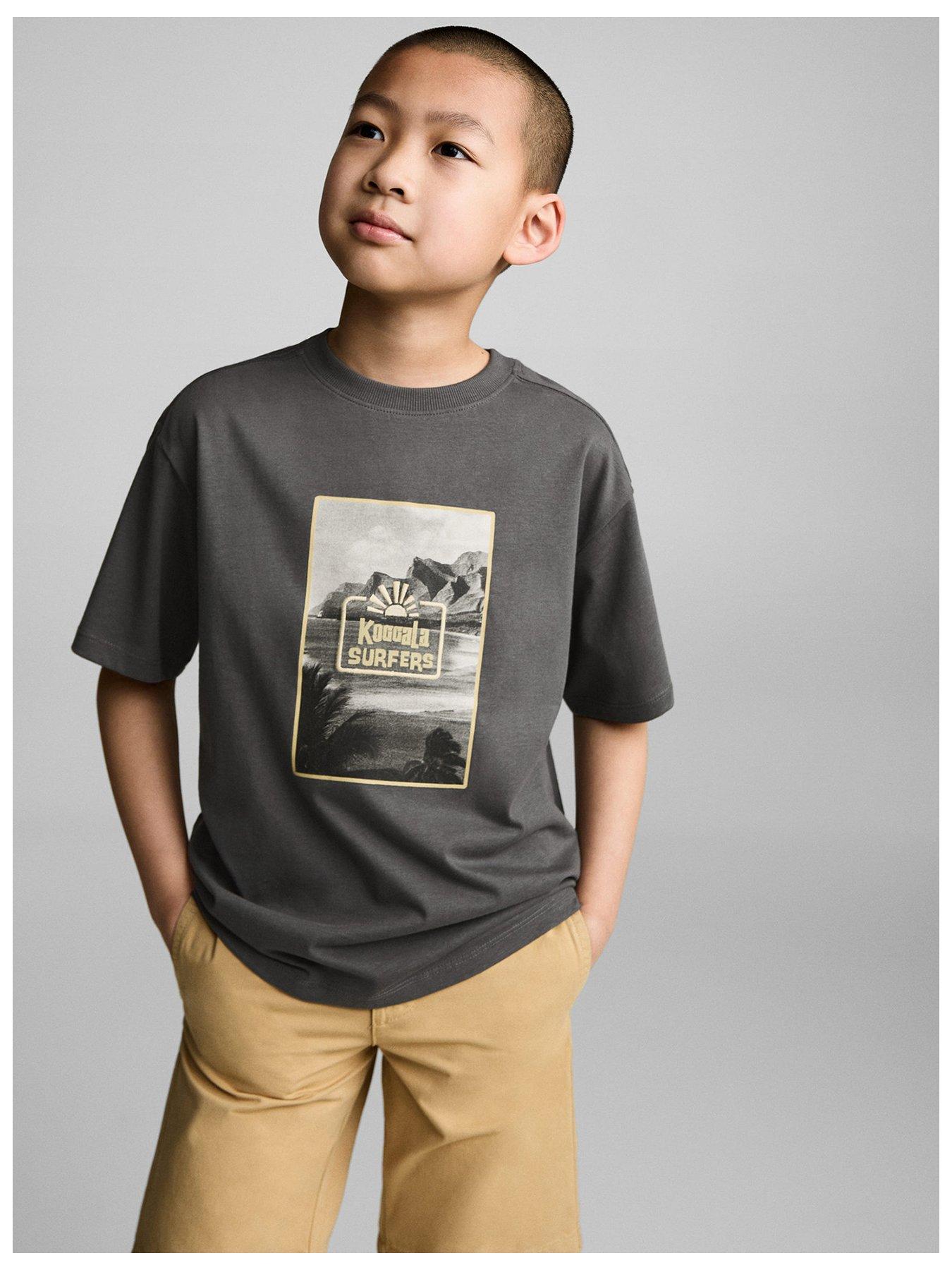 Mango Boys Surfers Short Sleeve T-Shirt - Dark Grey
