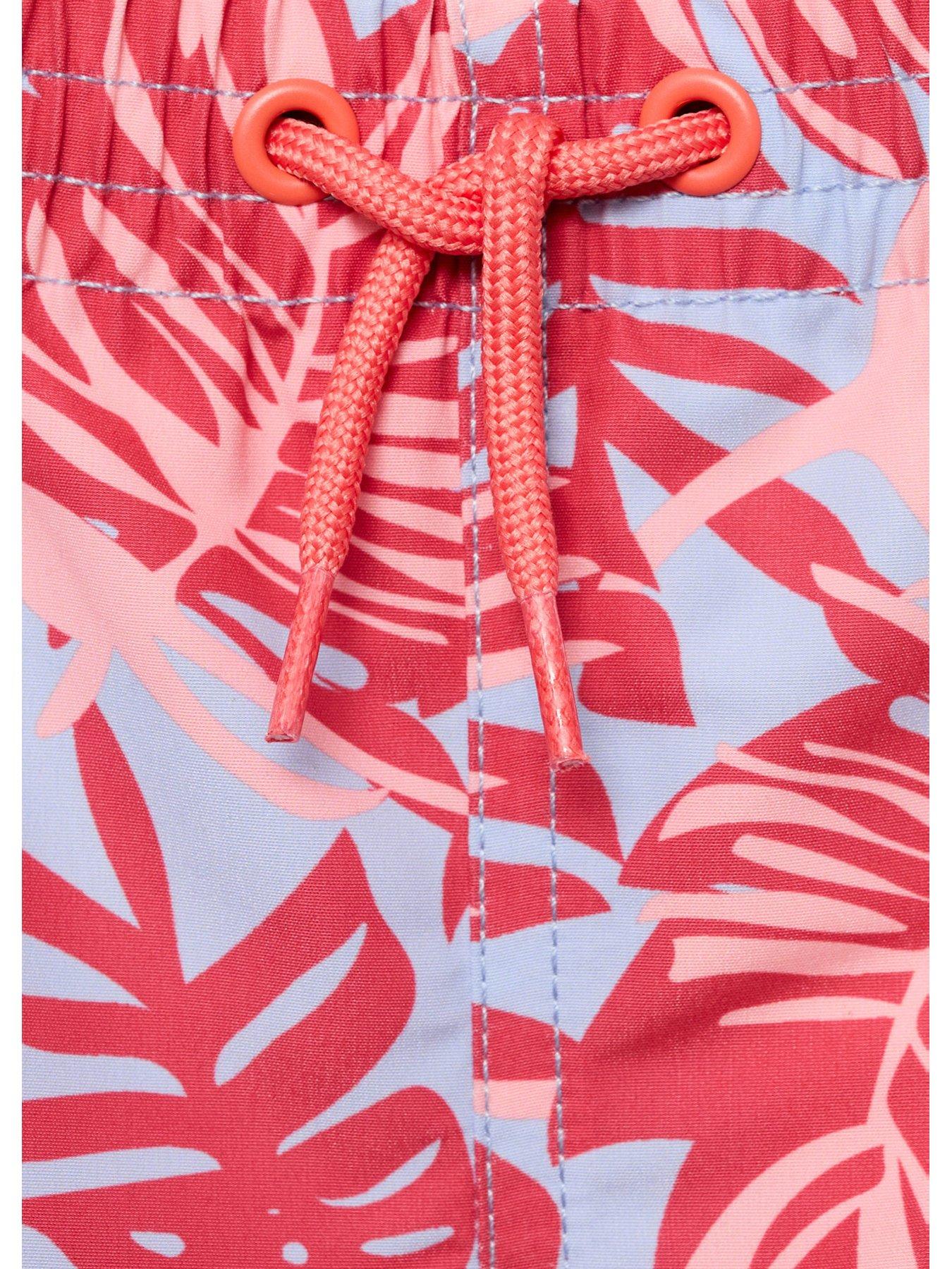 image of mango-younger-boys-leaf-print-swimshorts-pink