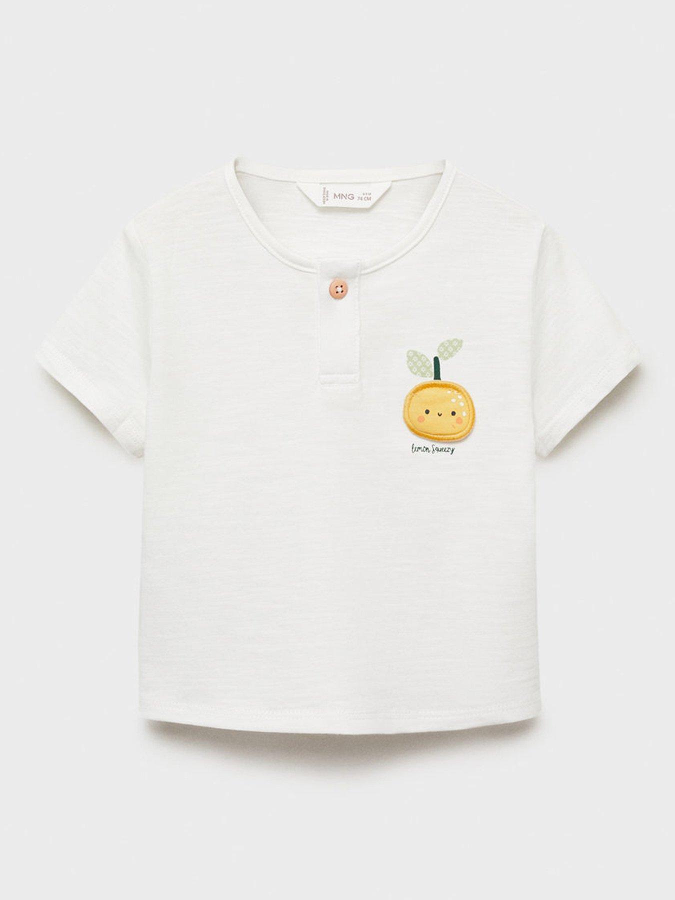  image of mango-baby-unisex-lemon-short-sleeve-t-shirt-light-cream