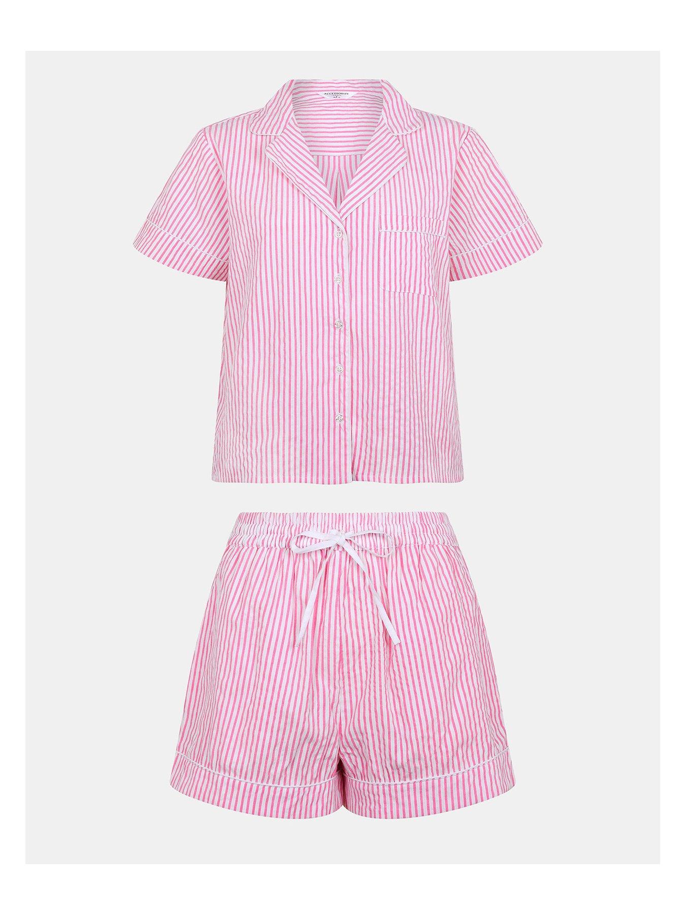  image of accessorize-pink-stripe-cotton-short-pink