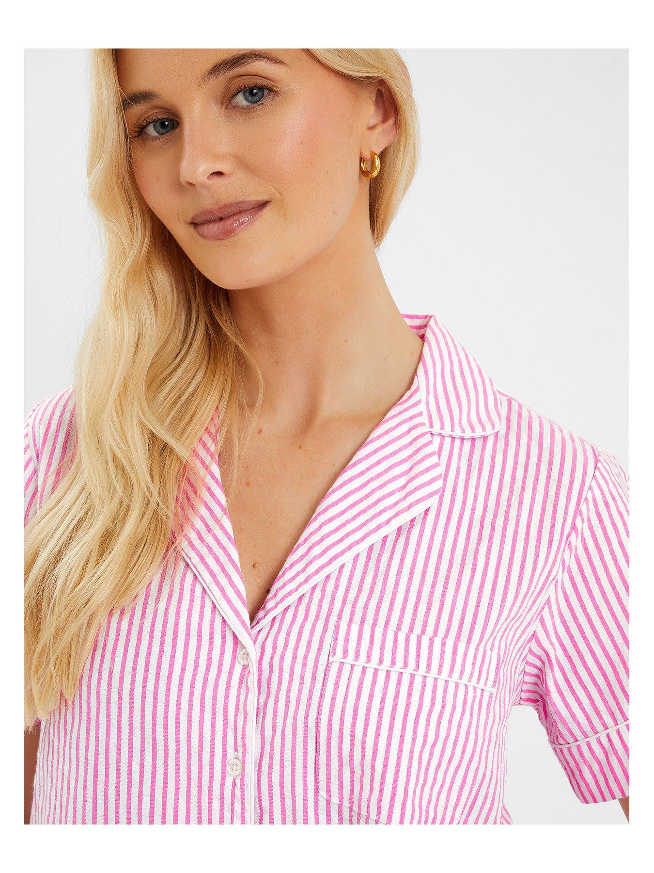  image of accessorize-pink-stripe-cotton-short-pink