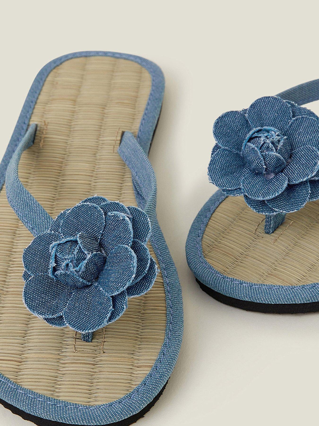 image of accessorize-denim-corsage-seagrass-sandal-blue