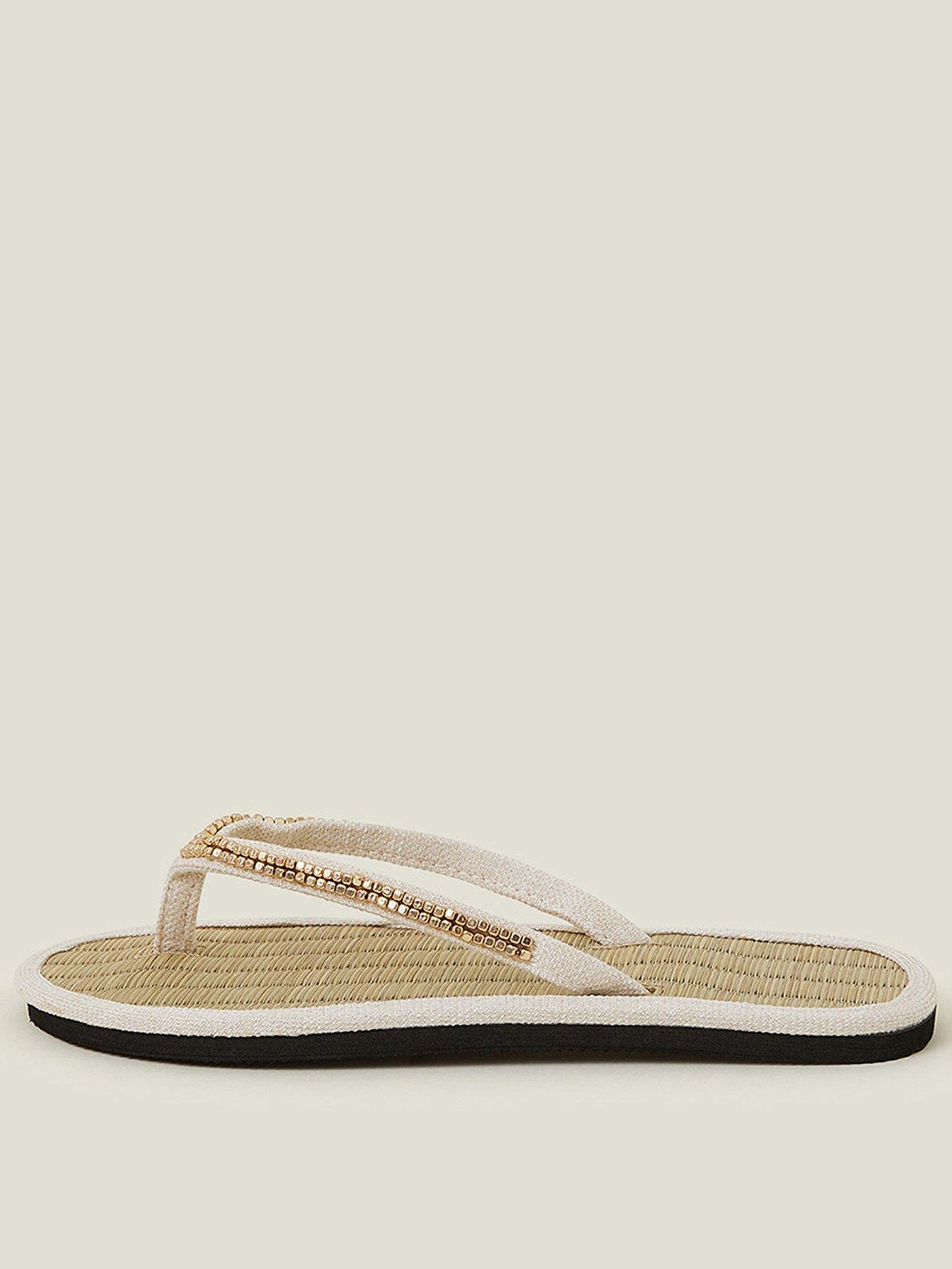 undefined Layered Pearl Gold Seagrass Sandal - Cream