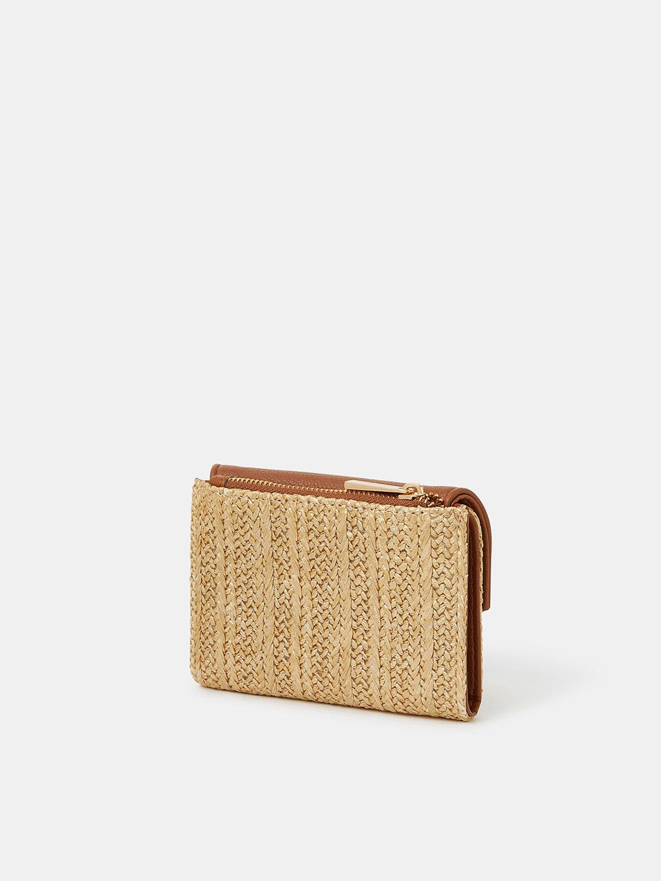  image of accessorize-metallic-raffia-purse-gold