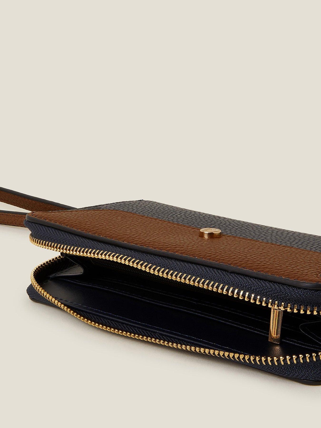  image of accessorize-large-wrist-strap-purse-2-tone