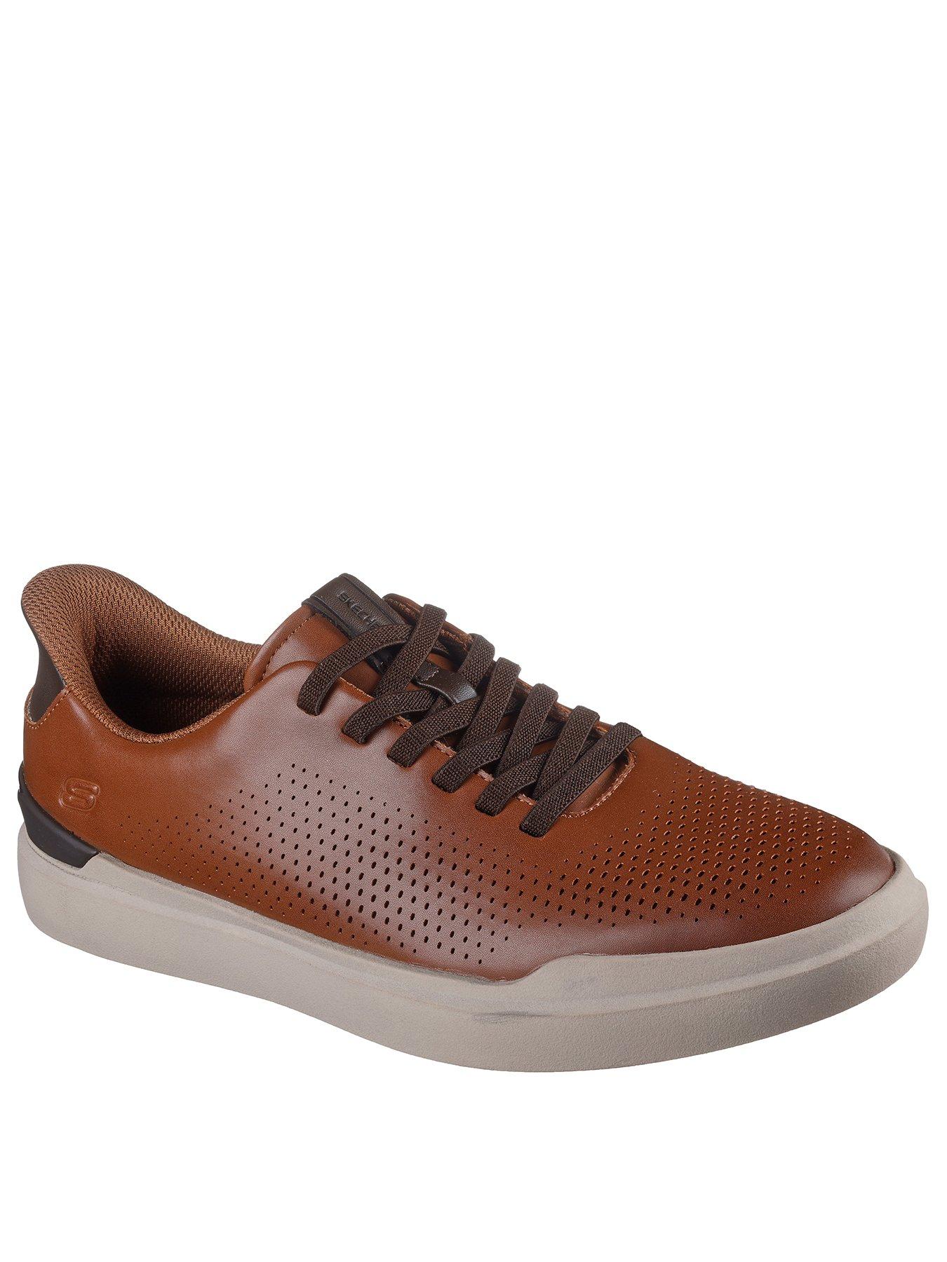  image of skechers-owen-slip--ins-perforated-bungee-trainers--brown