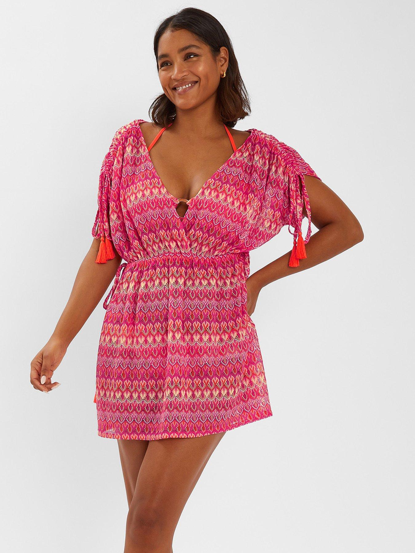 undefined Crochet Kaftan Beach Cover Up - Multi