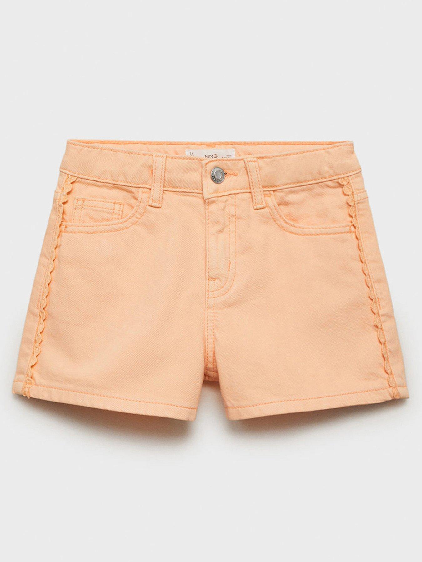 mango-girls-lace-trim-denim-shorts-orange