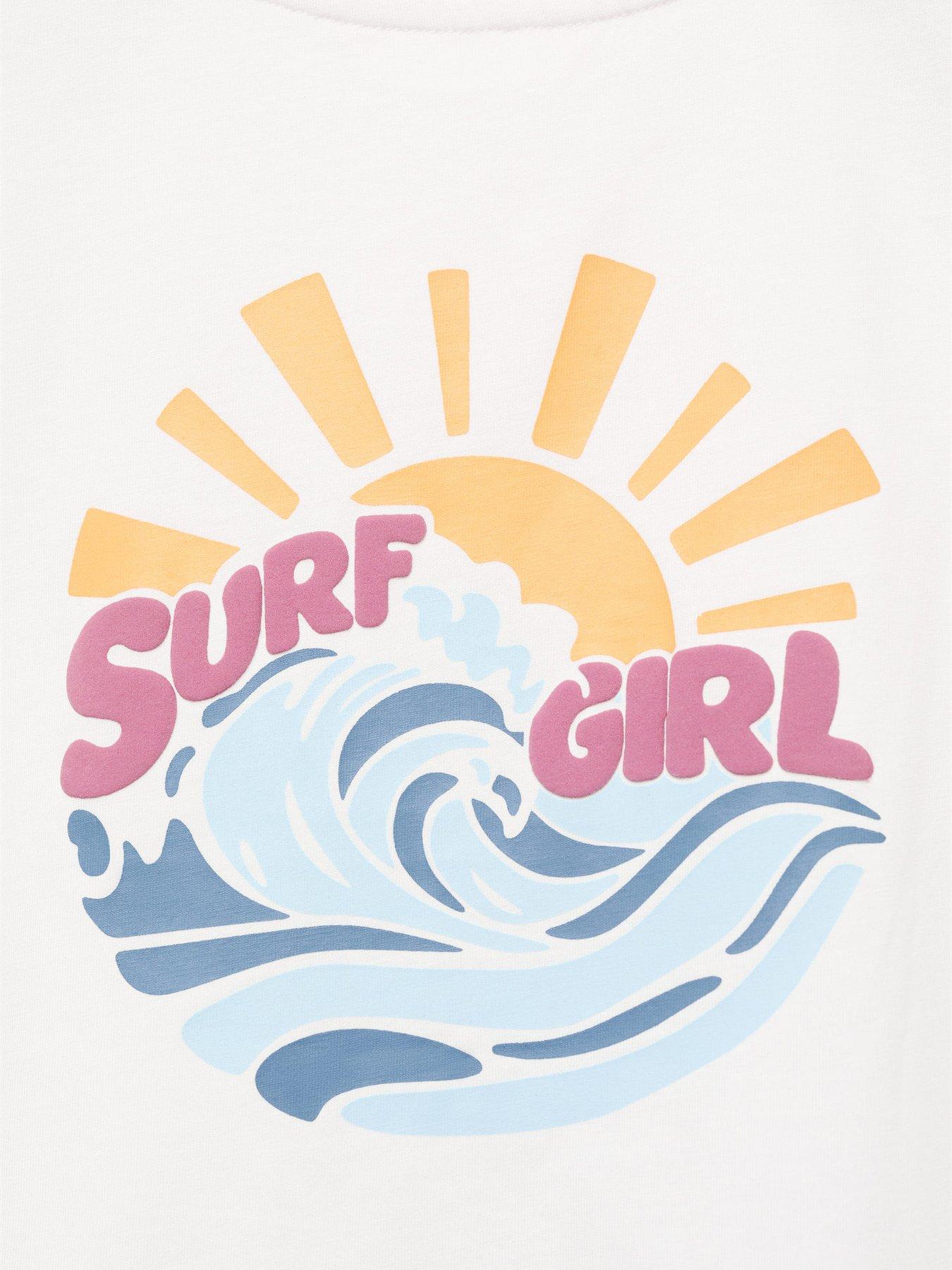  image of mango-girls-surf-girl-short-sleeve-t-shirt-light-cream