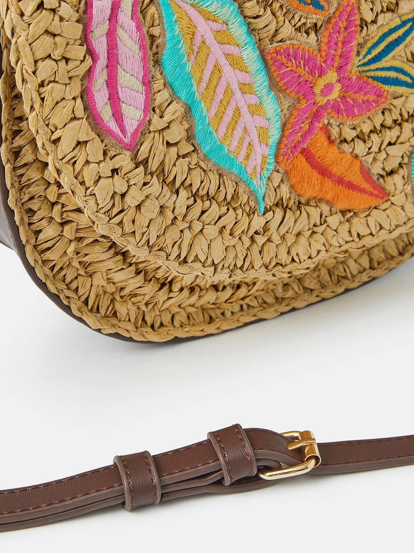  image of accessorize-embroidered-raffia-x-body-bag-brights