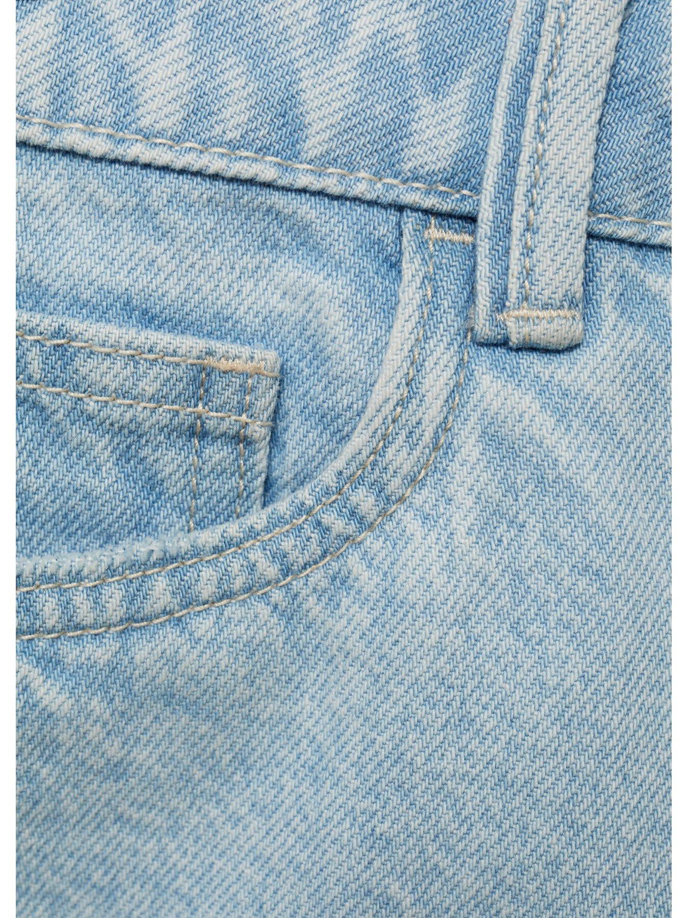  image of mango-girls-distressed-denim-shorts-light-blue