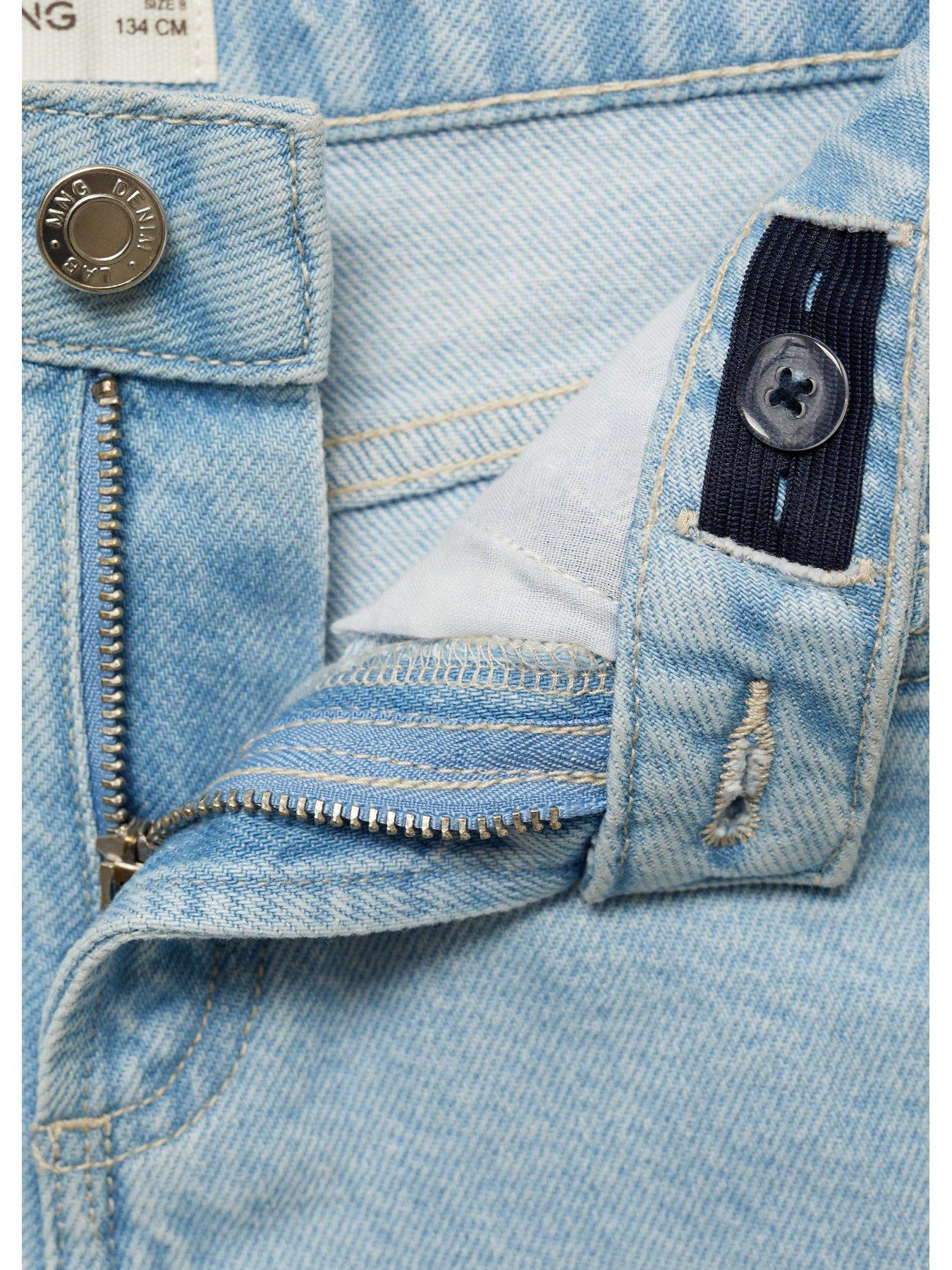  image of mango-girls-distressed-denim-shorts-light-blue