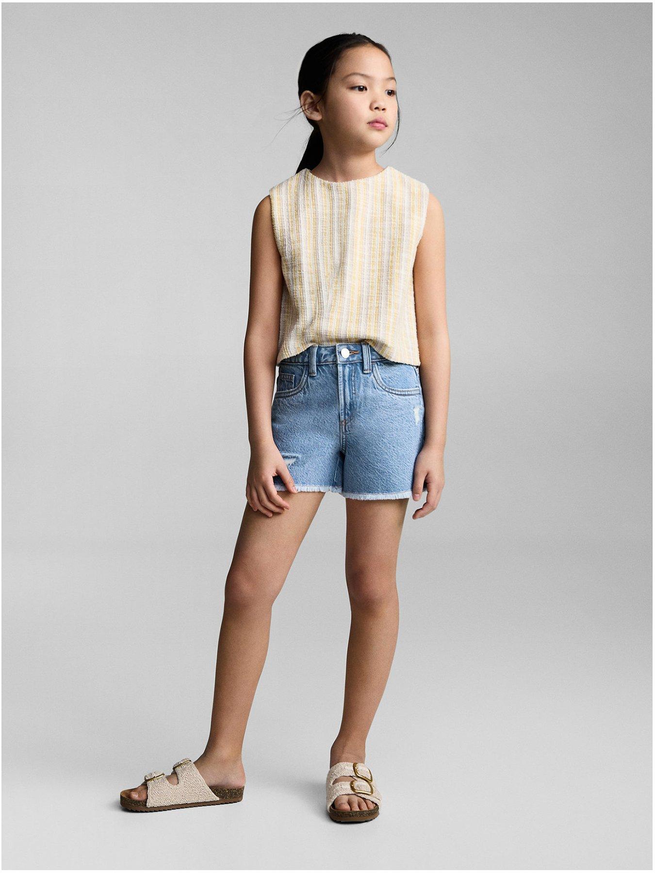 mango-girls-distressed-denim-shorts-blue