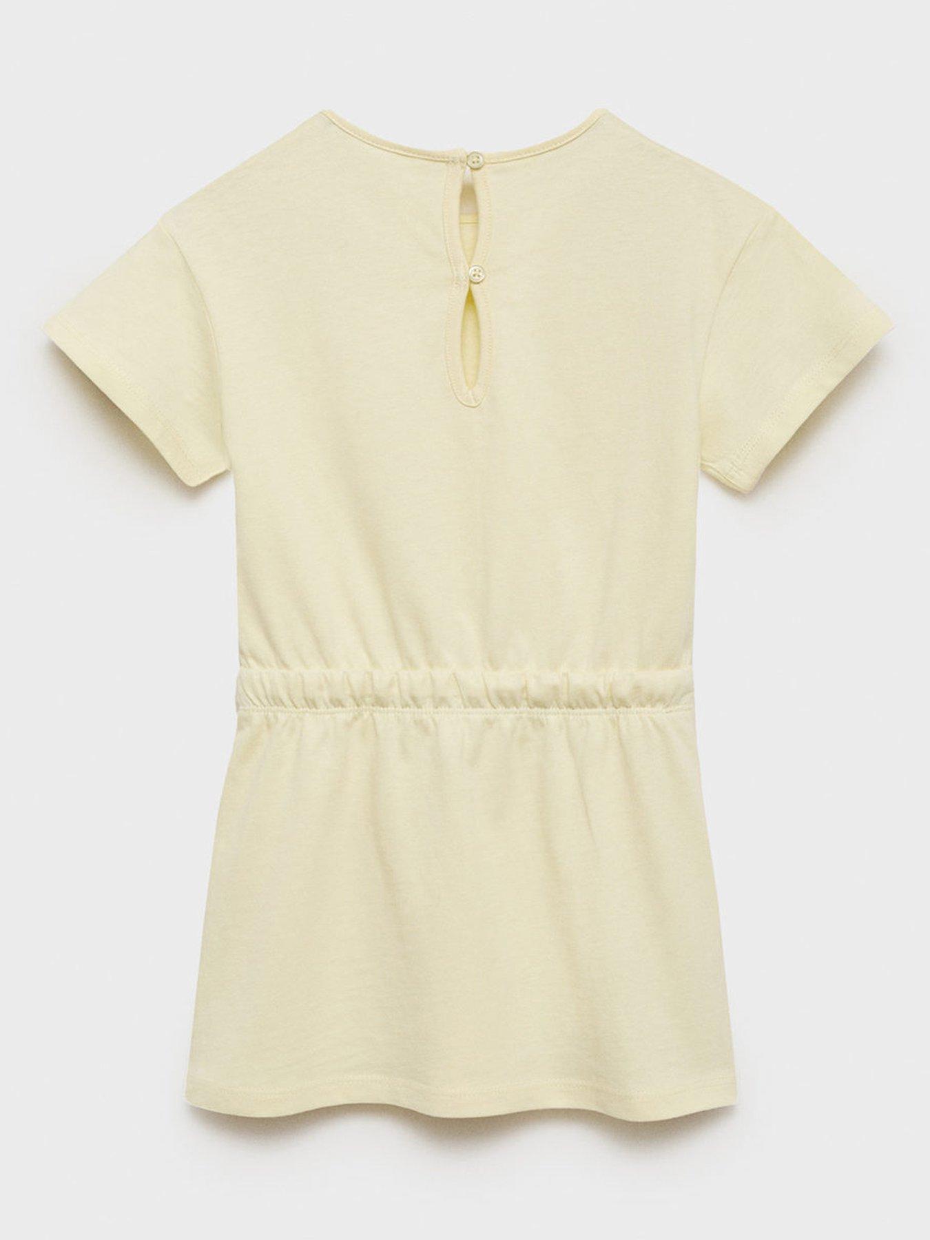  image of mango-younger-girls-jersey-short-sleeve-dress-light-yellow
