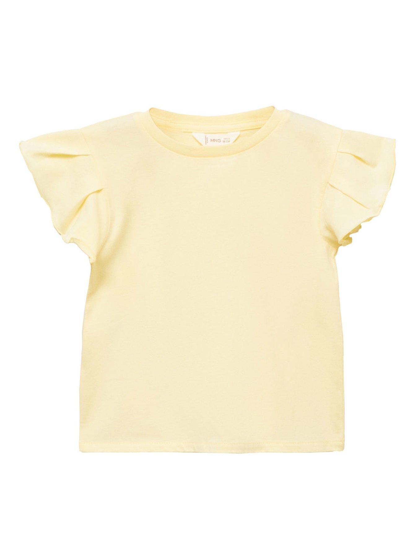  image of mango-younger-girls-frill-short-sleeve-t-shirt-yellow