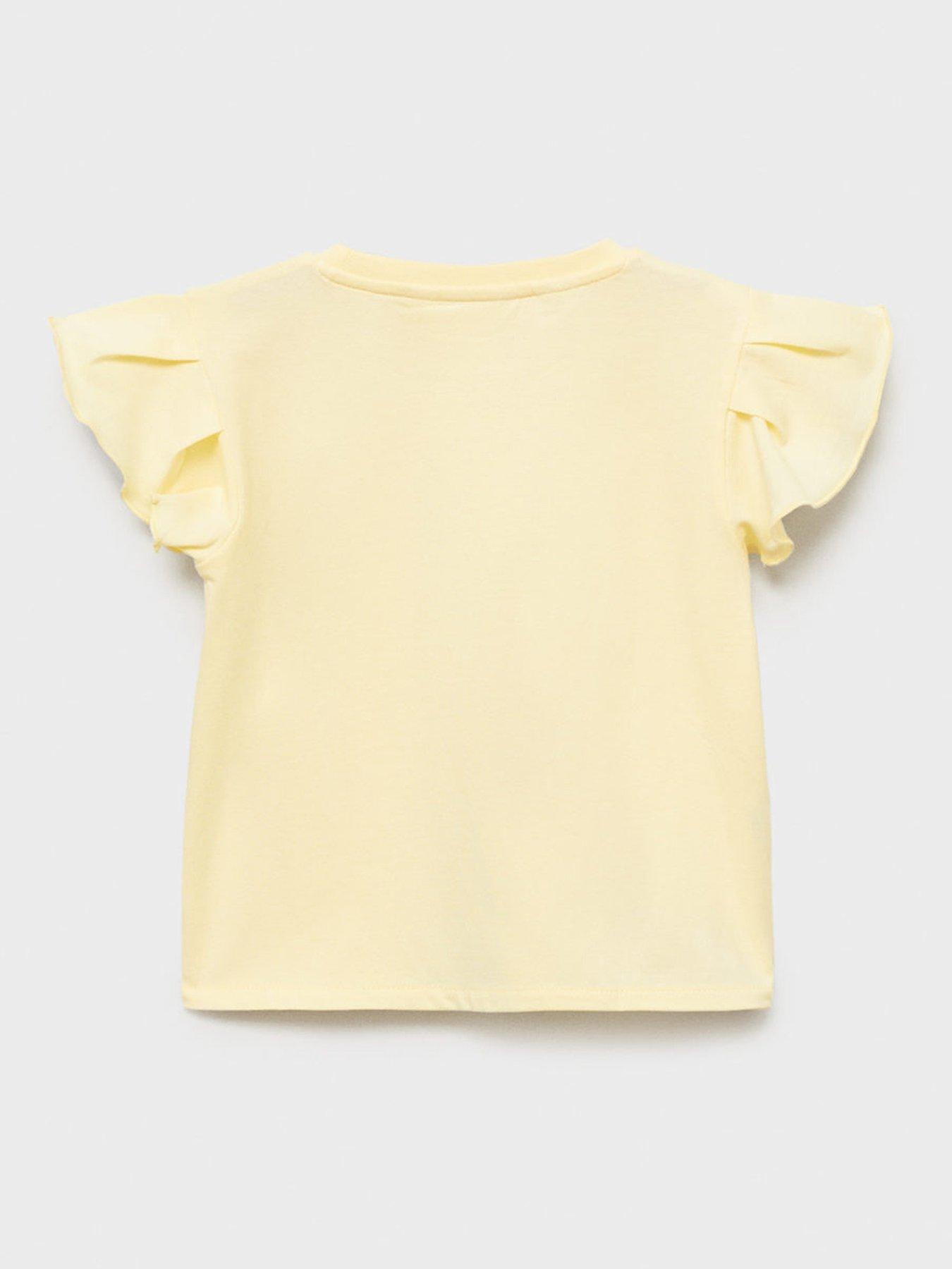  image of mango-younger-girls-frill-short-sleeve-t-shirt-yellow