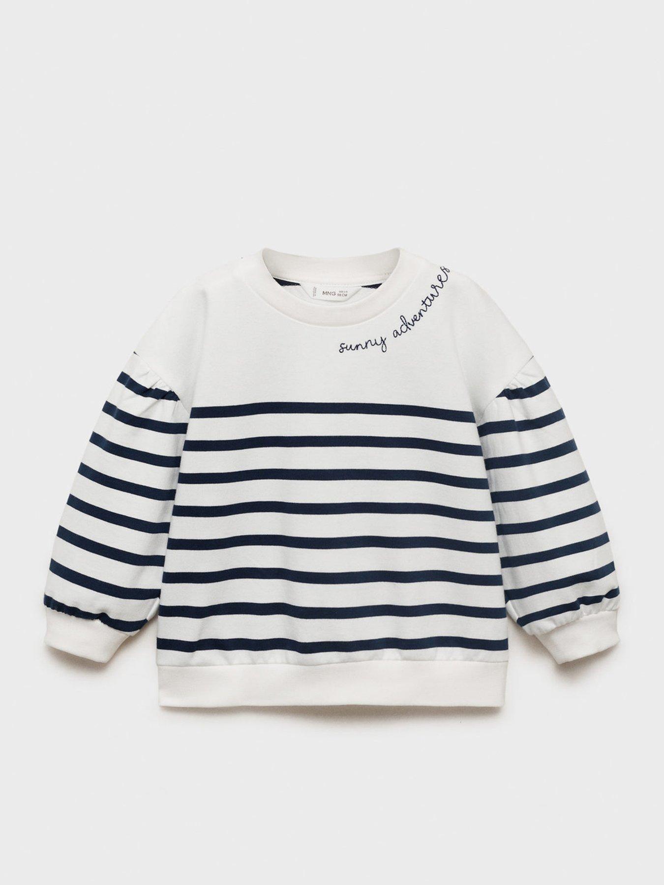  image of mango-younger-girls-striped-sweatshirt-navy
