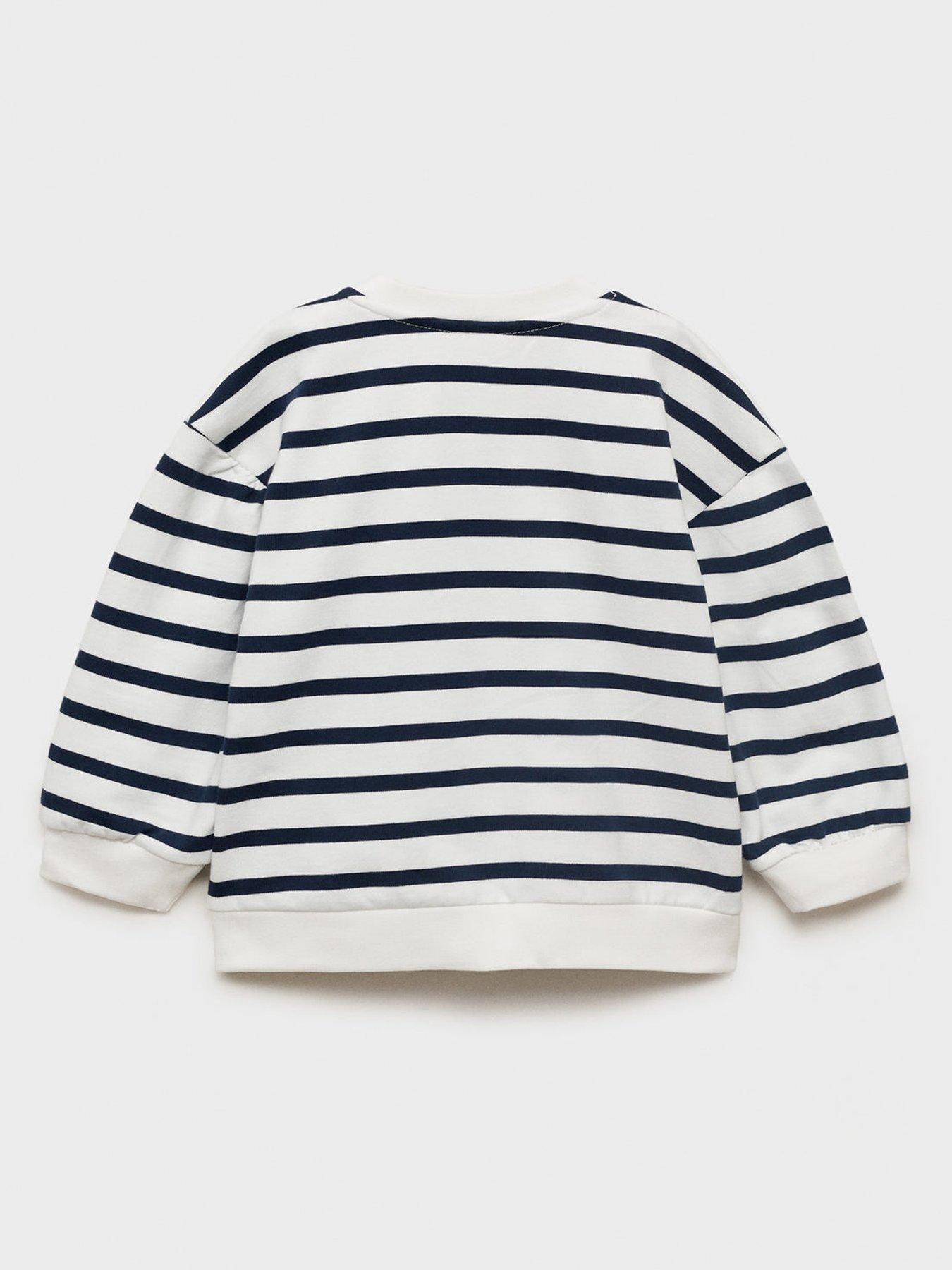  image of mango-younger-girls-striped-sweatshirt-navy
