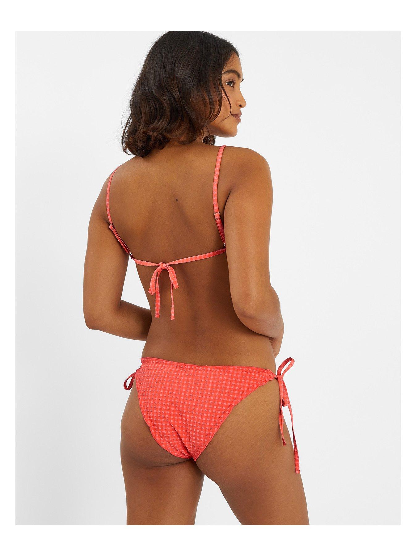 stillFront image of accessorize-coral-seersucker-frill-tie-side-pant-coral