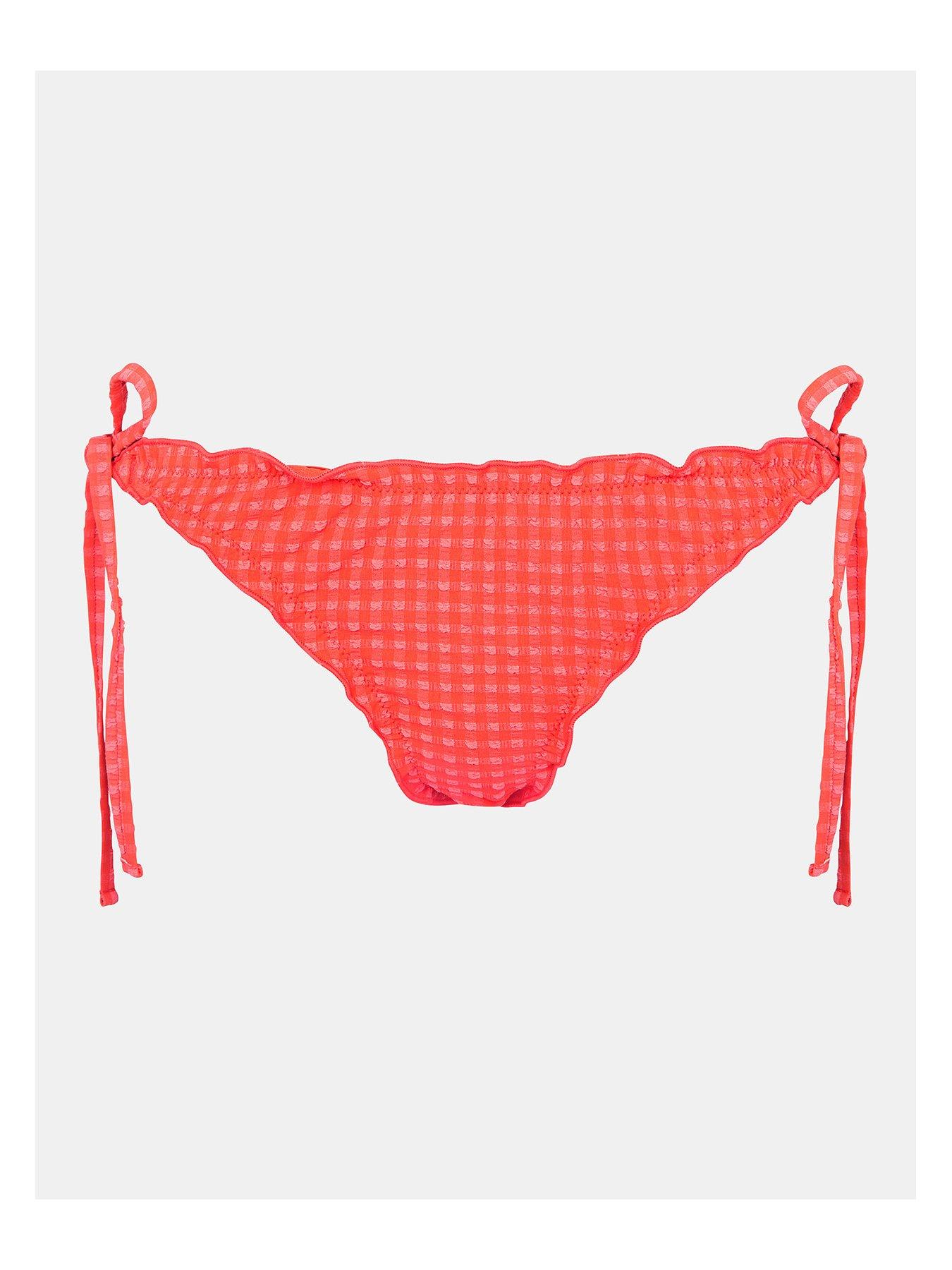  image of accessorize-coral-seersucker-frill-tie-side-pant-coral