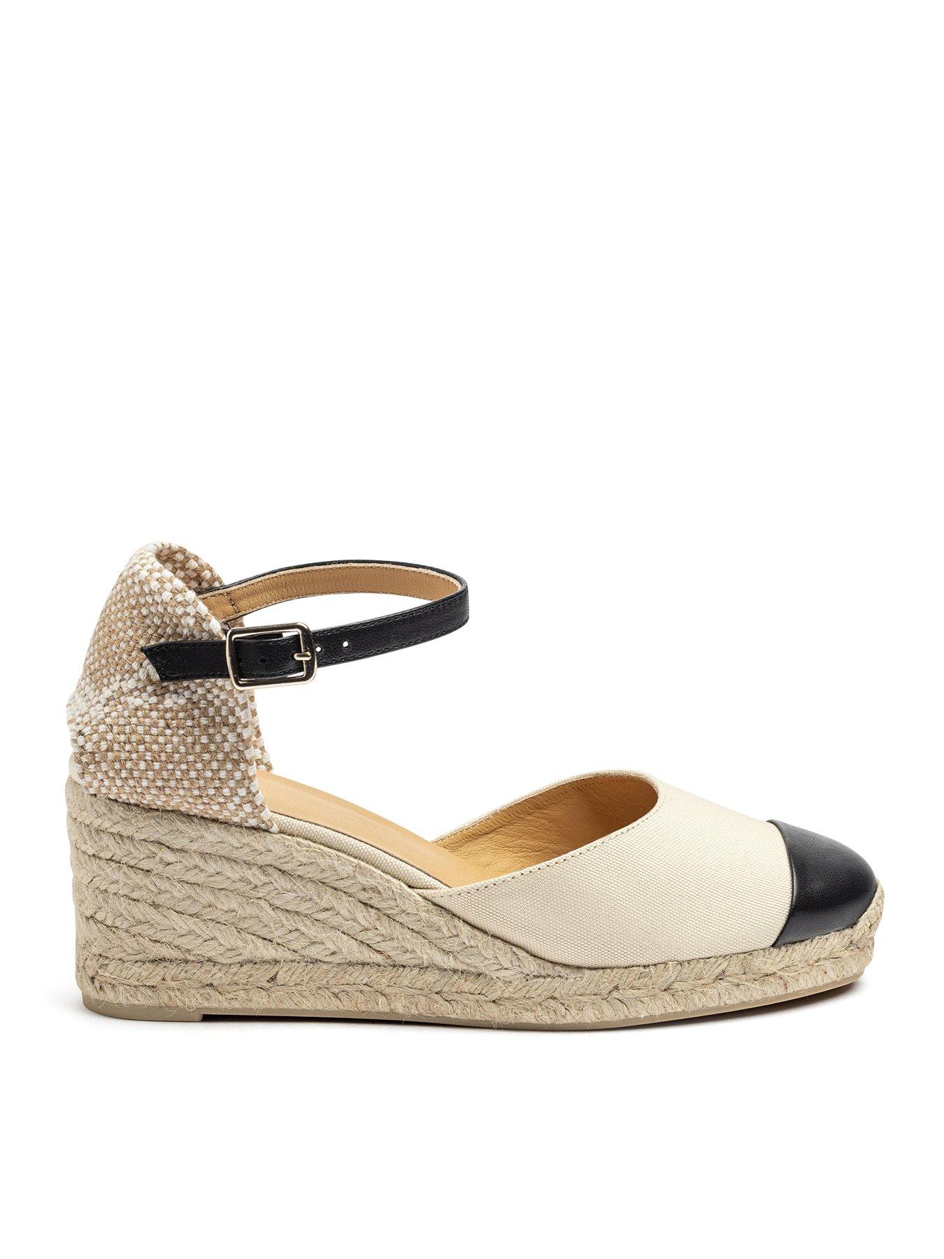 CASTANER Coraline Contrast Toe Wedge Espadrille - White