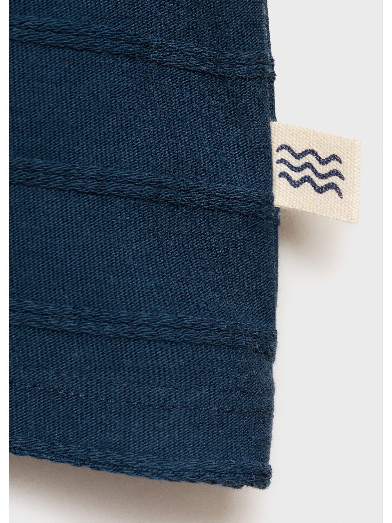  image of mango-younger-boys-textured-stripe-short-sleeve-t-shirt-navy-navy