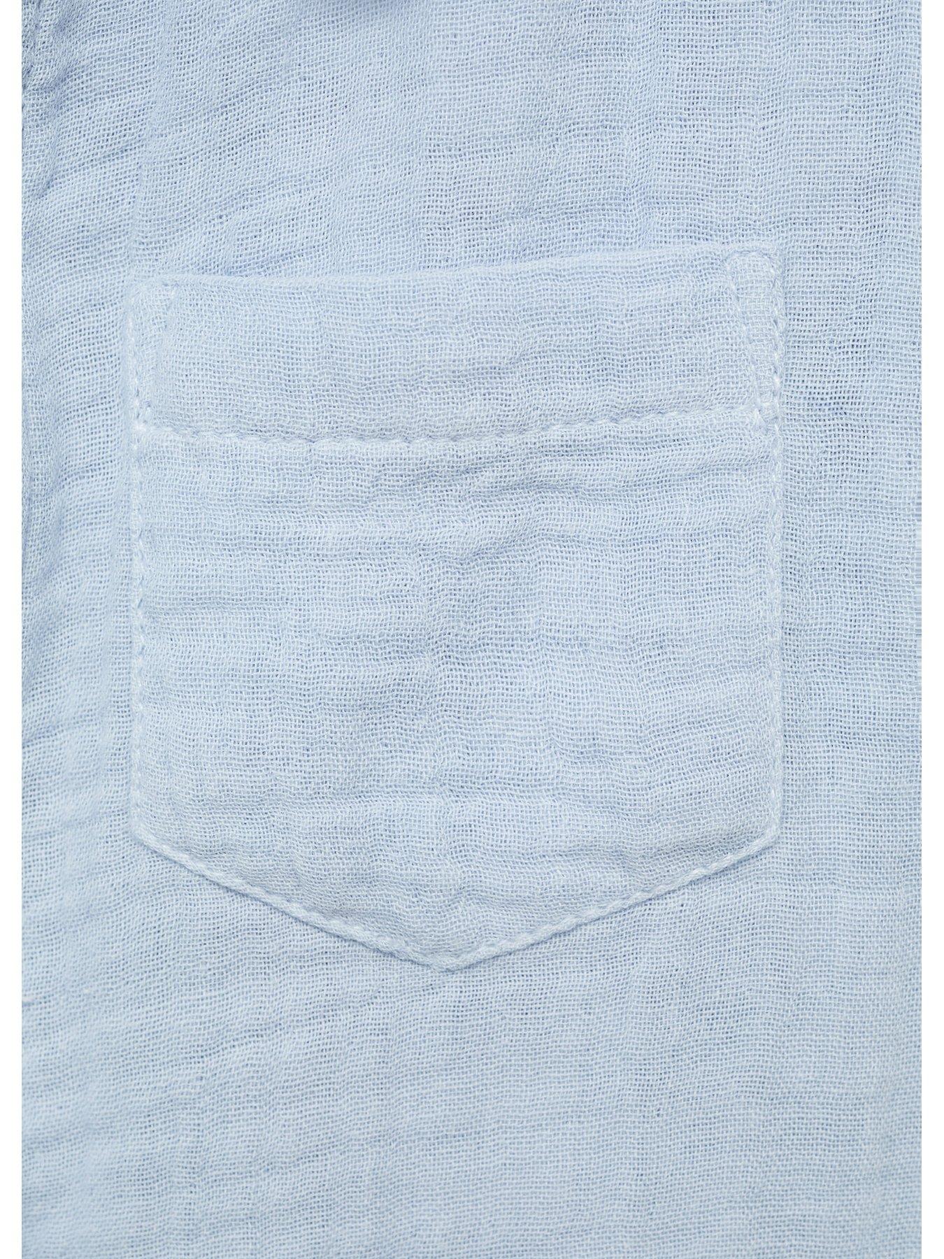  image of mango-younger-boys-cheesecloth-co-ord-short-sleeve-shirt-light-blue