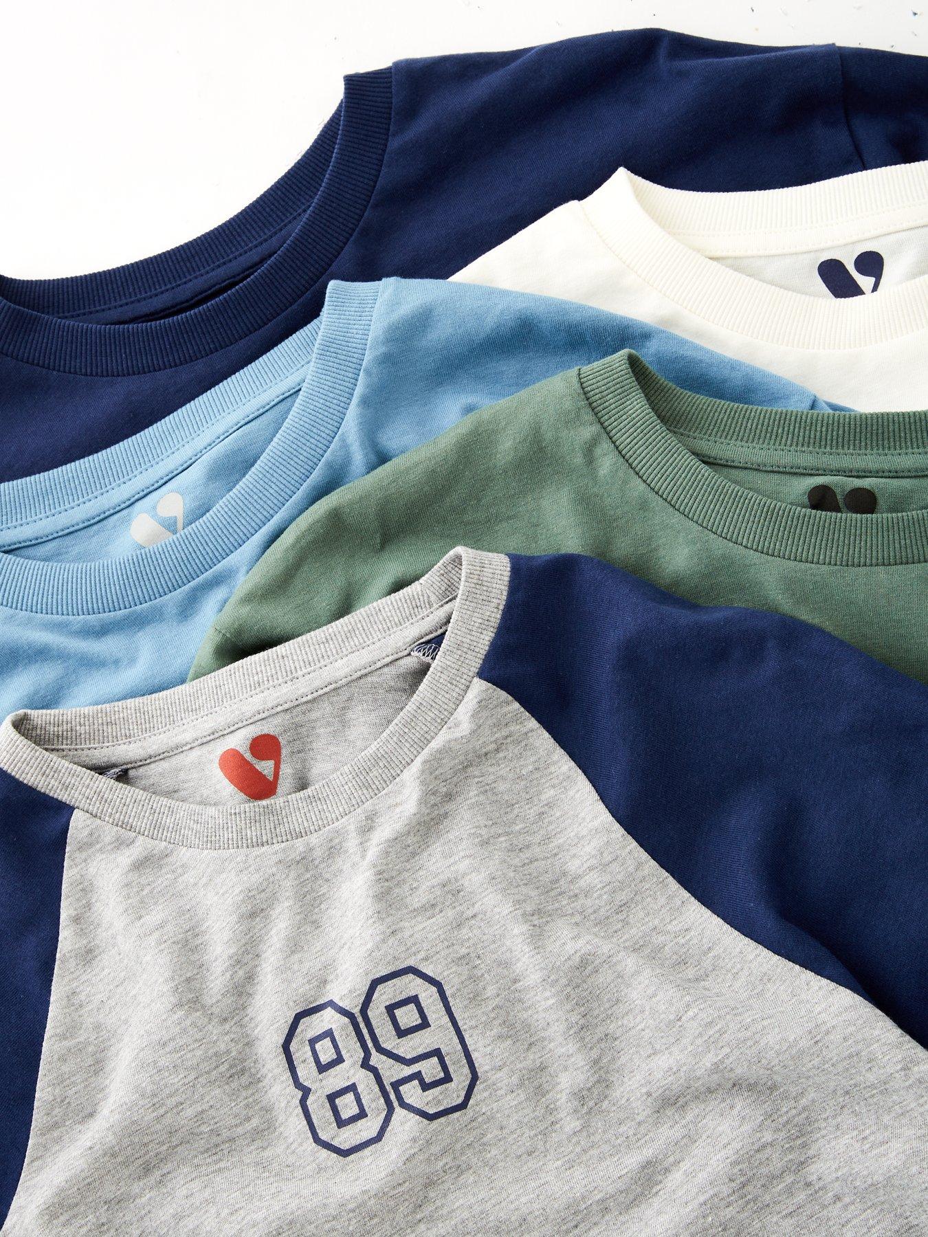  image of v-by-very-boys-long-sleeve-varsity-5-pack-t-shirts-multi