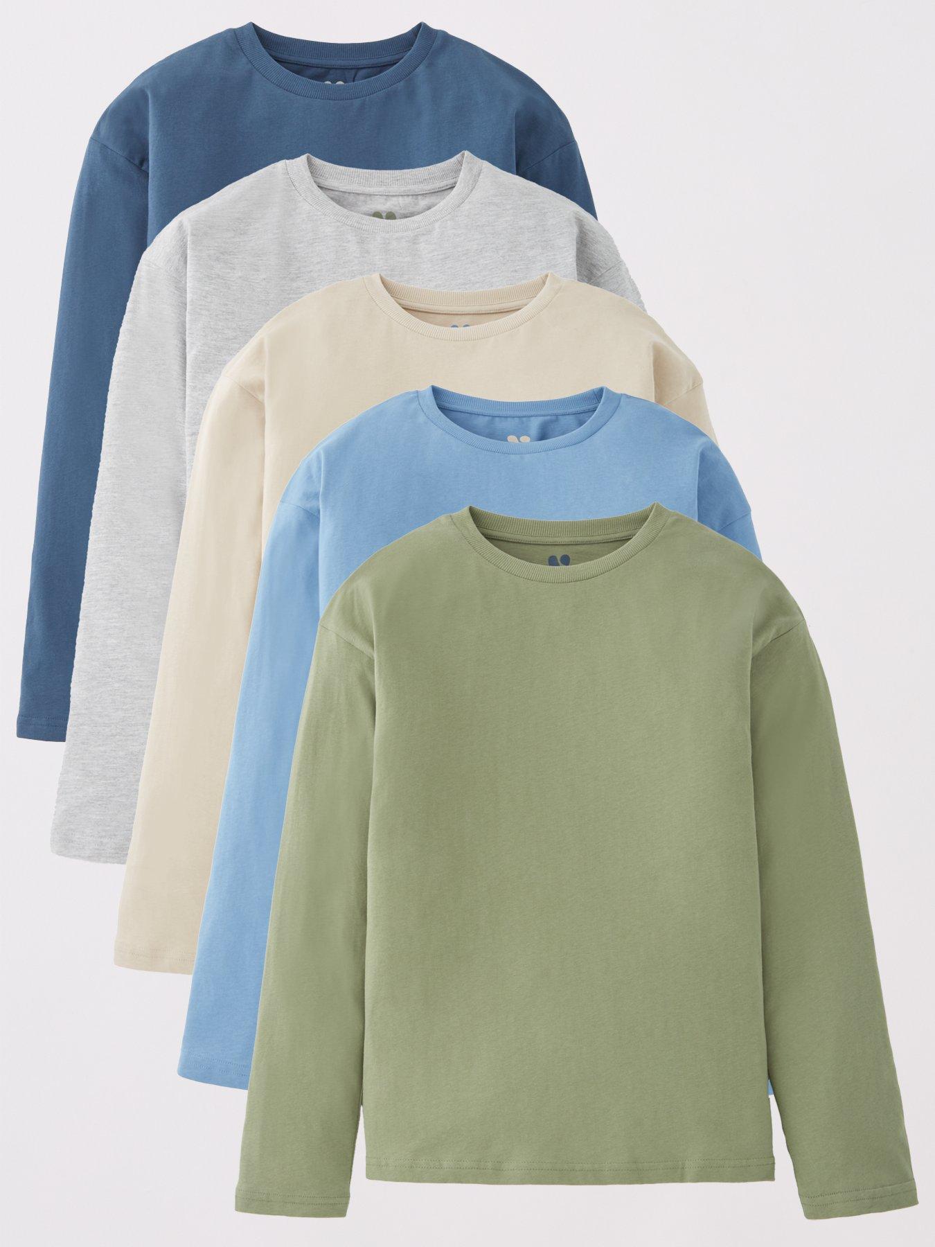 V by Very Boys Long Sleeve 5 Pack Long-Sleeved T-Shirts - Multi