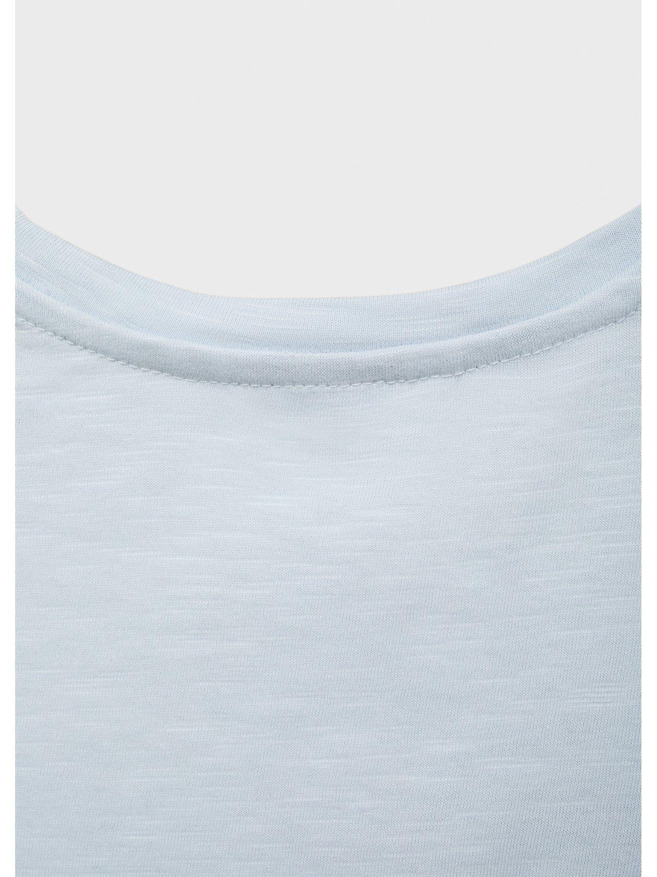  image of mango-girls-frill-cold-shoulder-t-shirt-light-blue